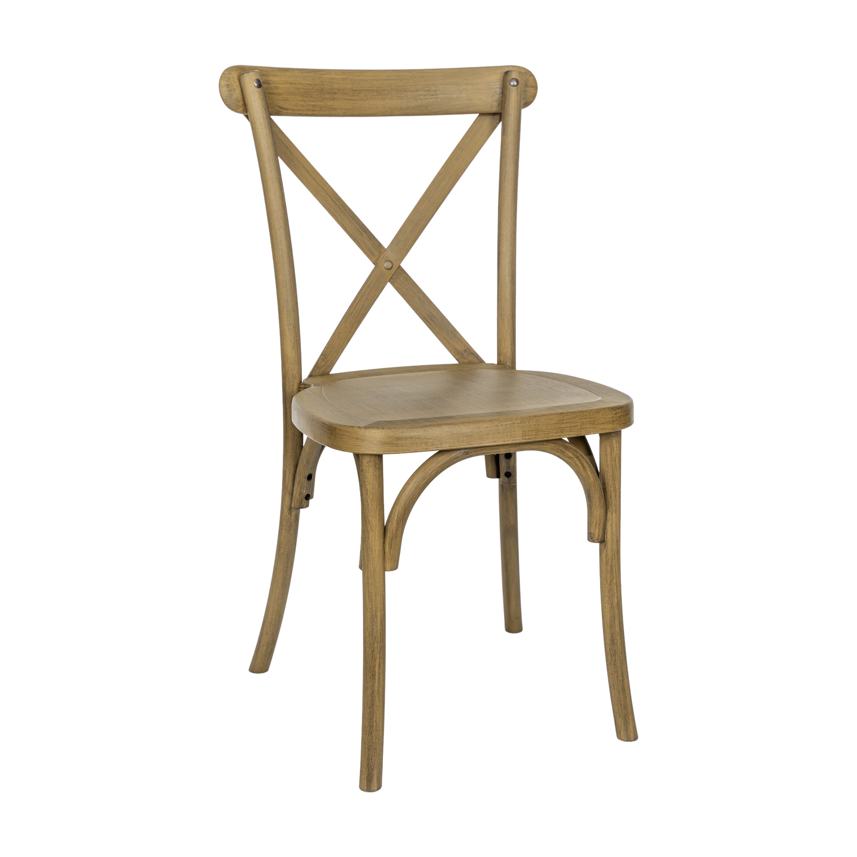 HERCULES Commercial Chestnut Indoor/Outdoor Wood Look Stackable Resin Cross Back Chair