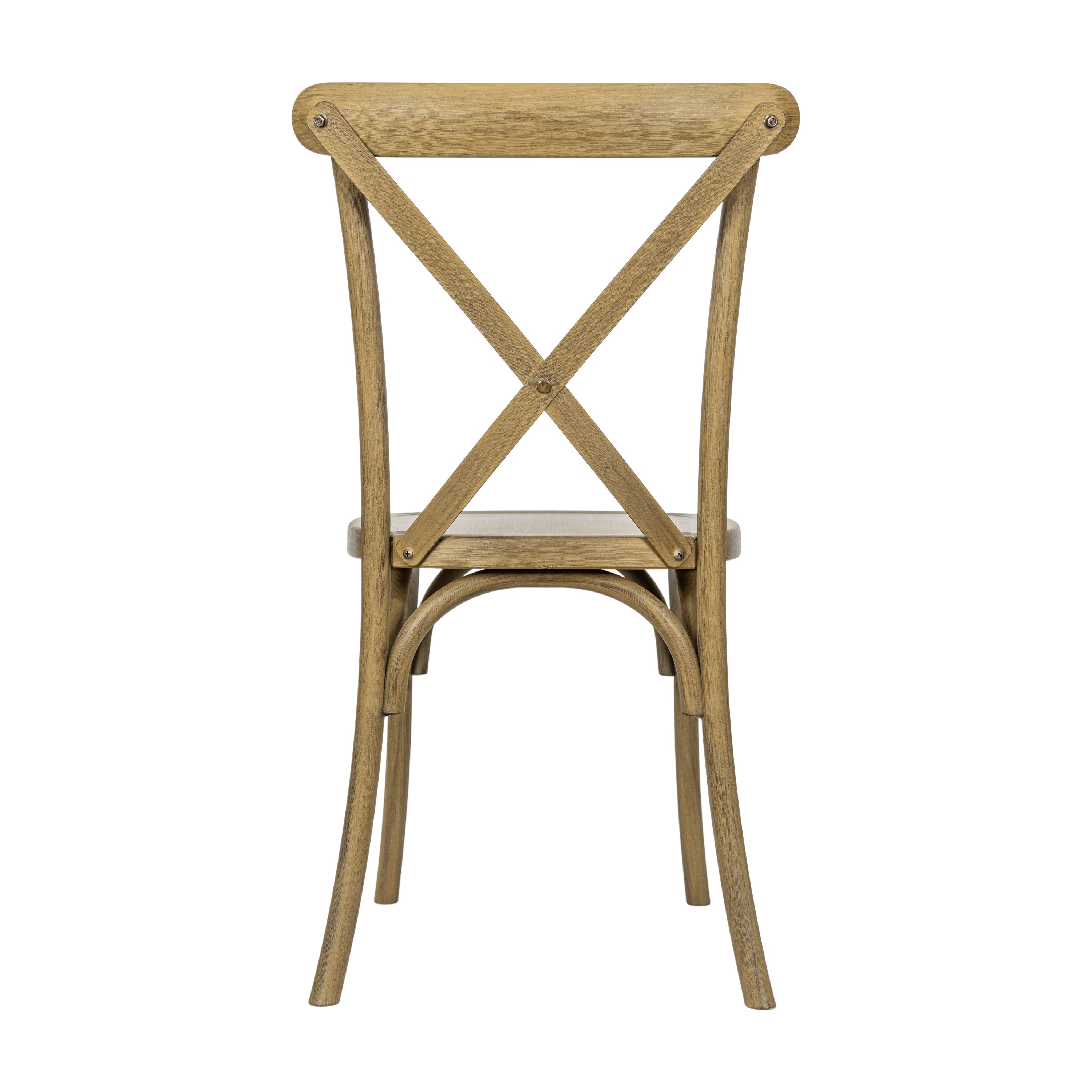 HERCULES Commercial Chestnut Indoor/Outdoor Wood Look Stackable Resin Cross Back Chair