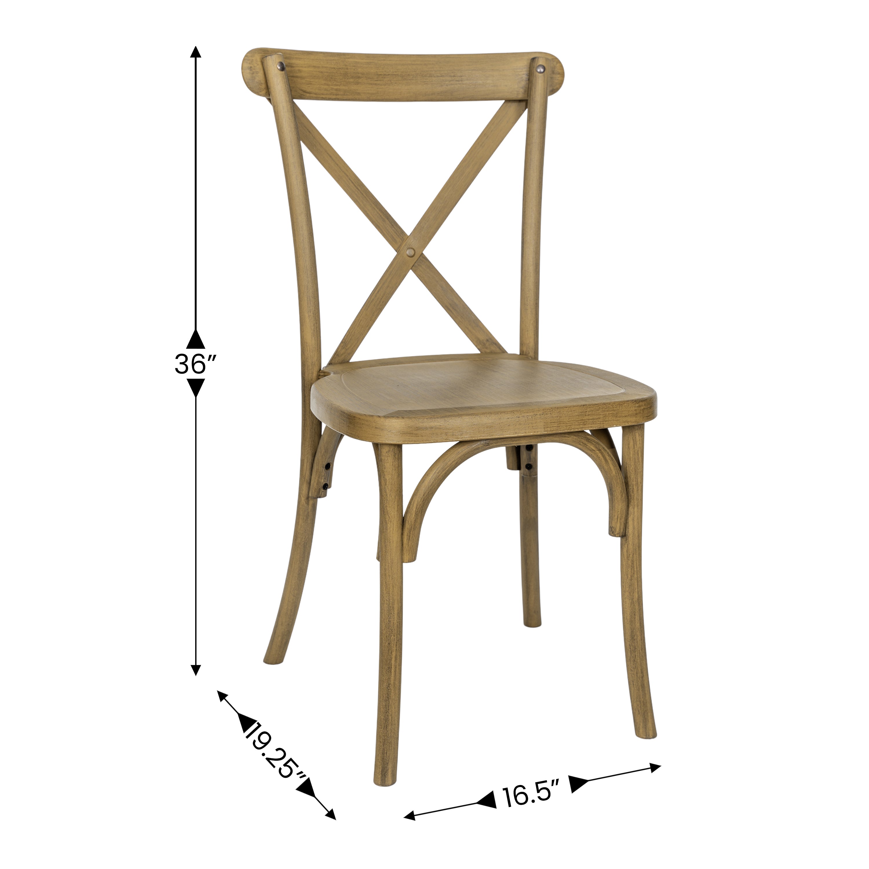 HERCULES Commercial Chestnut Indoor/Outdoor Wood Look Stackable Resin Cross Back Chair