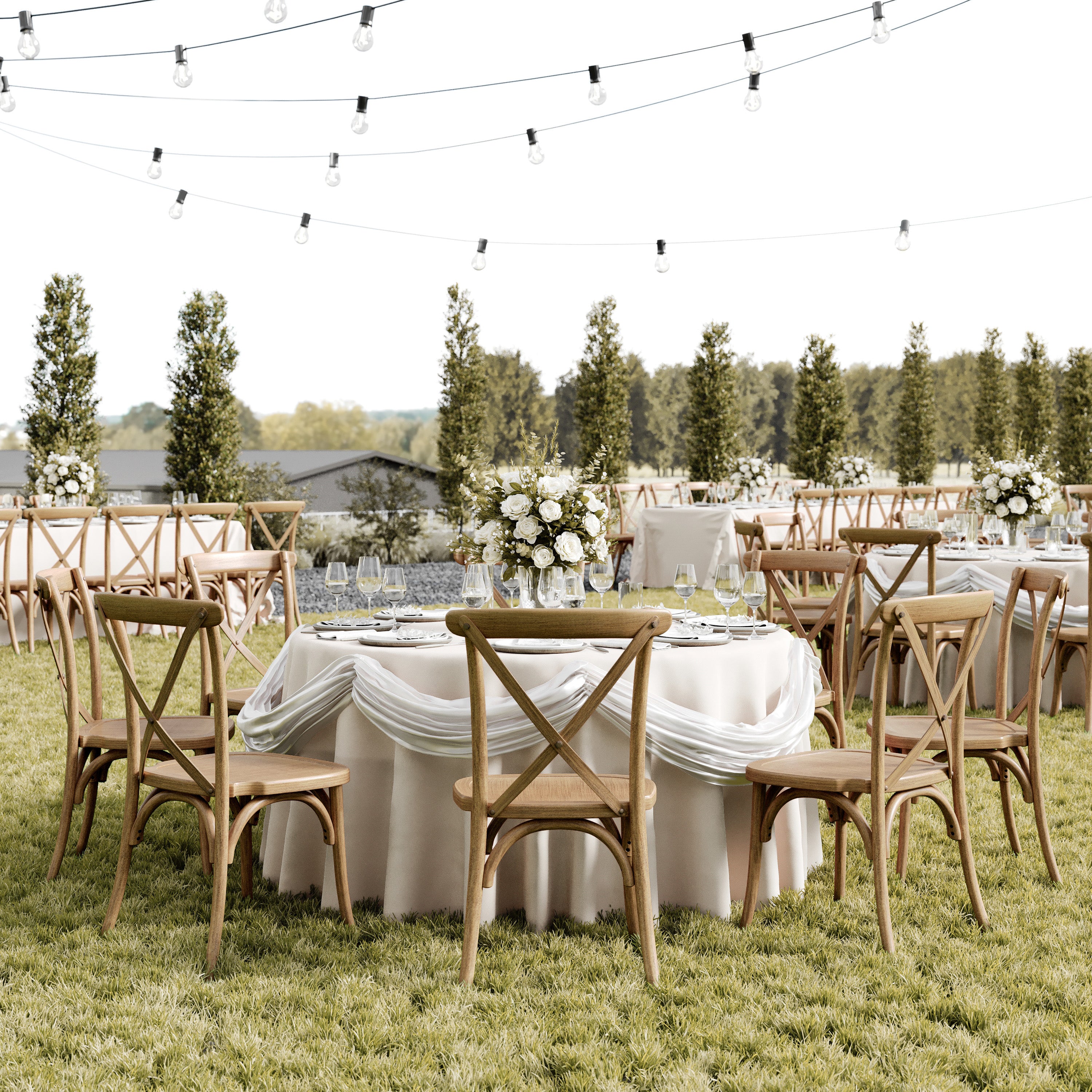 HERCULES Commercial Chestnut Indoor/Outdoor Wood Look Stackable Resin Cross Back Chair
