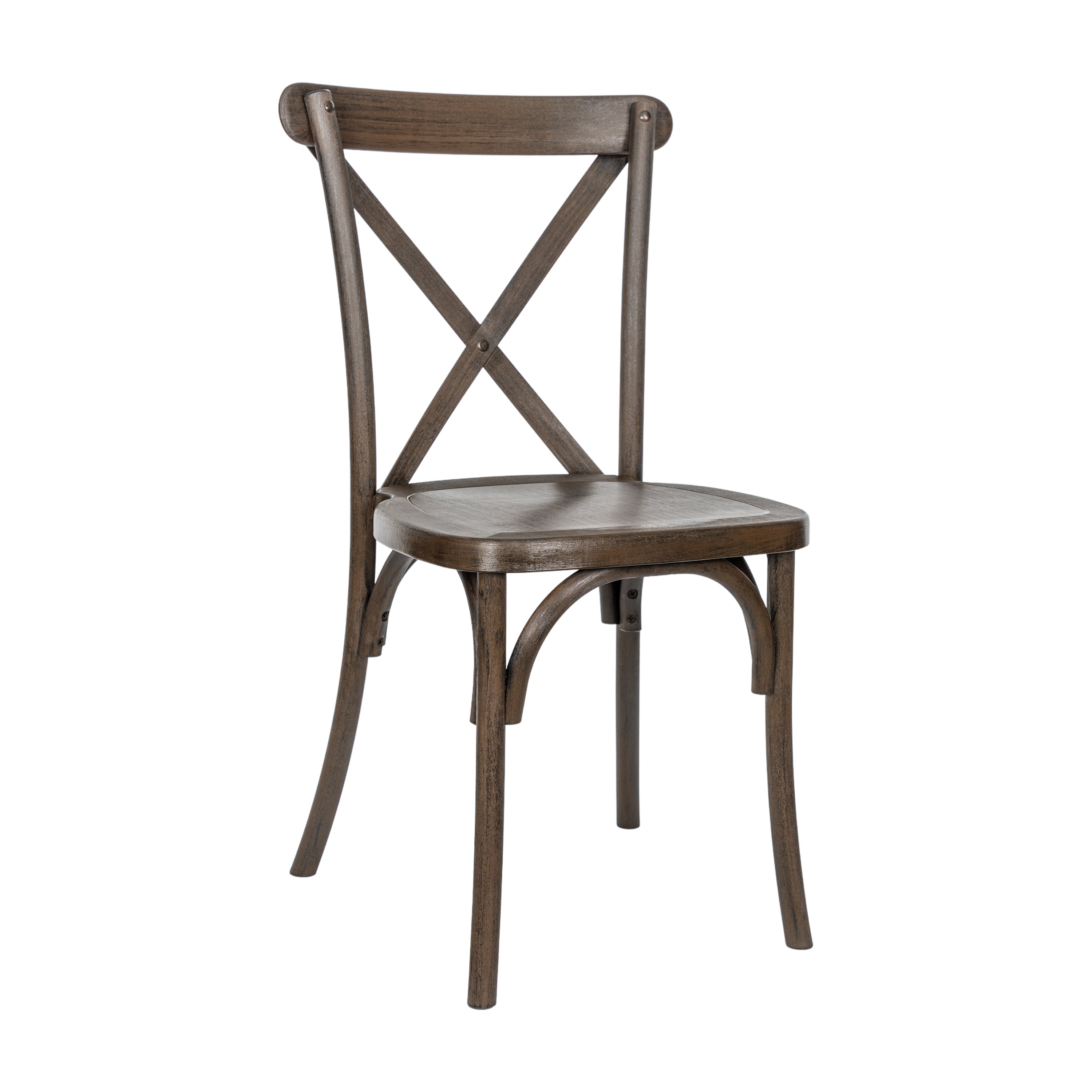 HERCULES Commercial Dark Brown Indoor/Outdoor Wood Look Stackable Resin Cross Back Chair