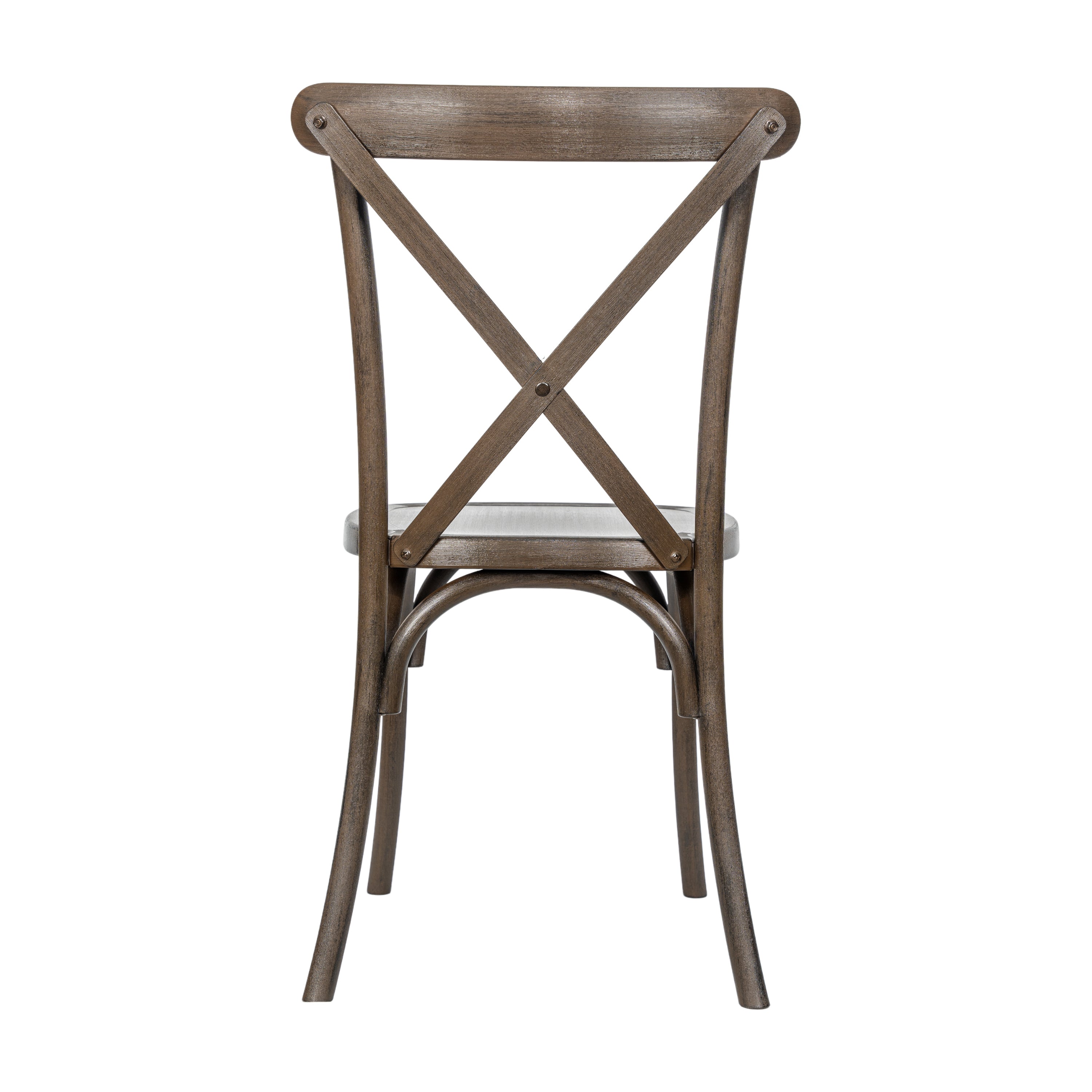 HERCULES Commercial Dark Brown Indoor/Outdoor Wood Look Stackable Resin Cross Back Chair