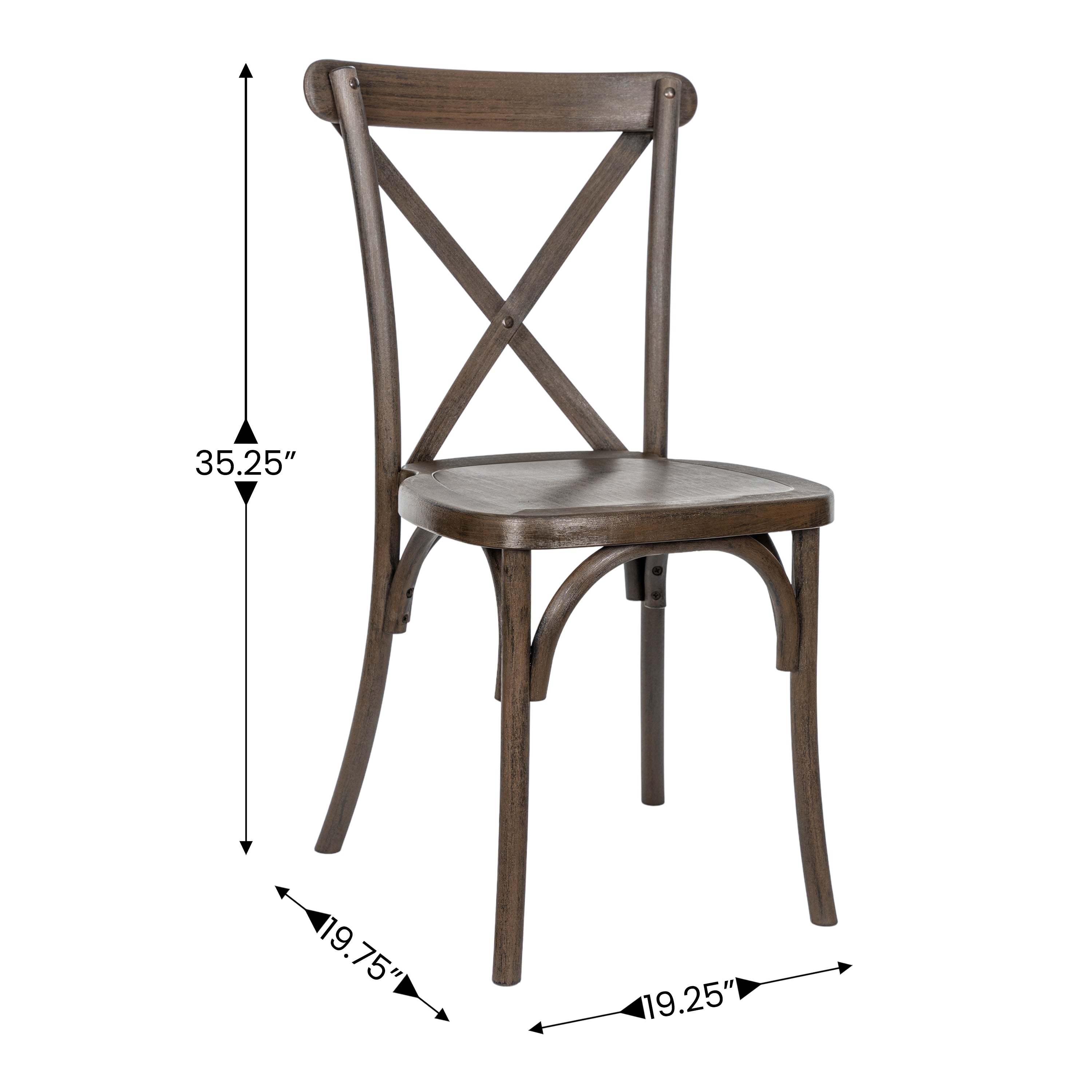 HERCULES Commercial Dark Brown Indoor/Outdoor Wood Look Stackable Resin Cross Back Chair