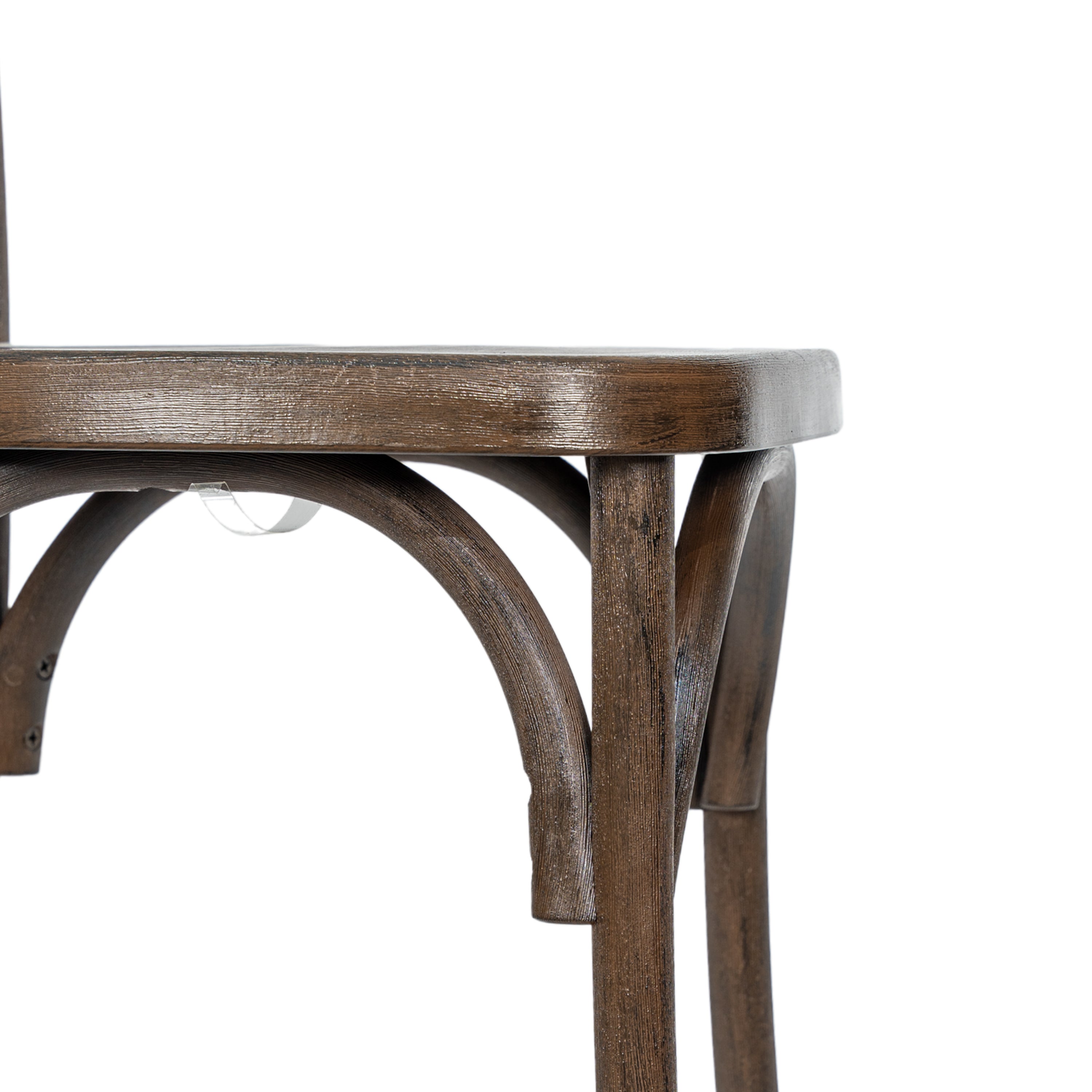 HERCULES Commercial Dark Brown Indoor/Outdoor Wood Look Stackable Resin Cross Back Chair