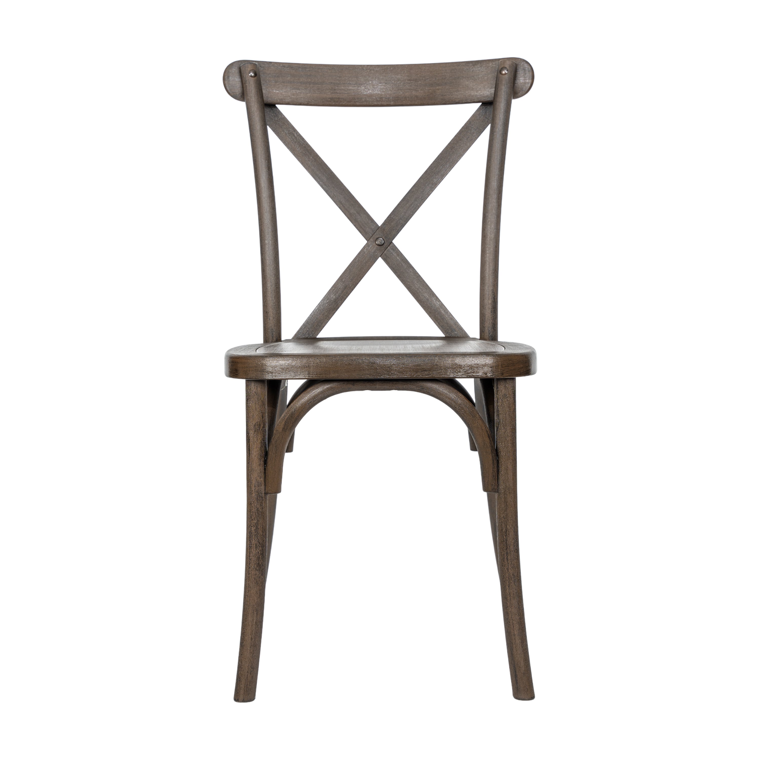 HERCULES Commercial Dark Brown Indoor/Outdoor Wood Look Stackable Resin Cross Back Chair