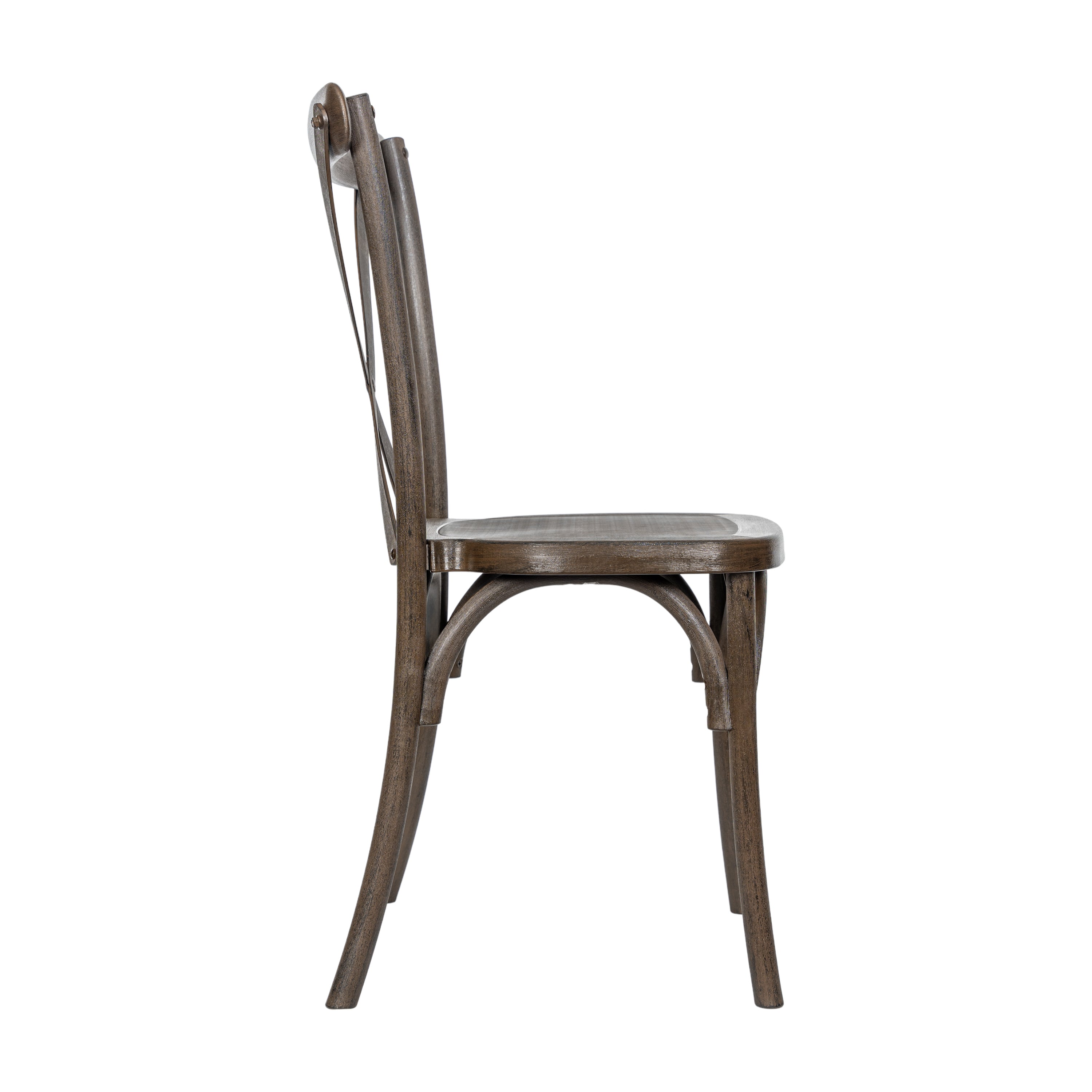 HERCULES Commercial Dark Brown Indoor/Outdoor Wood Look Stackable Resin Cross Back Chair