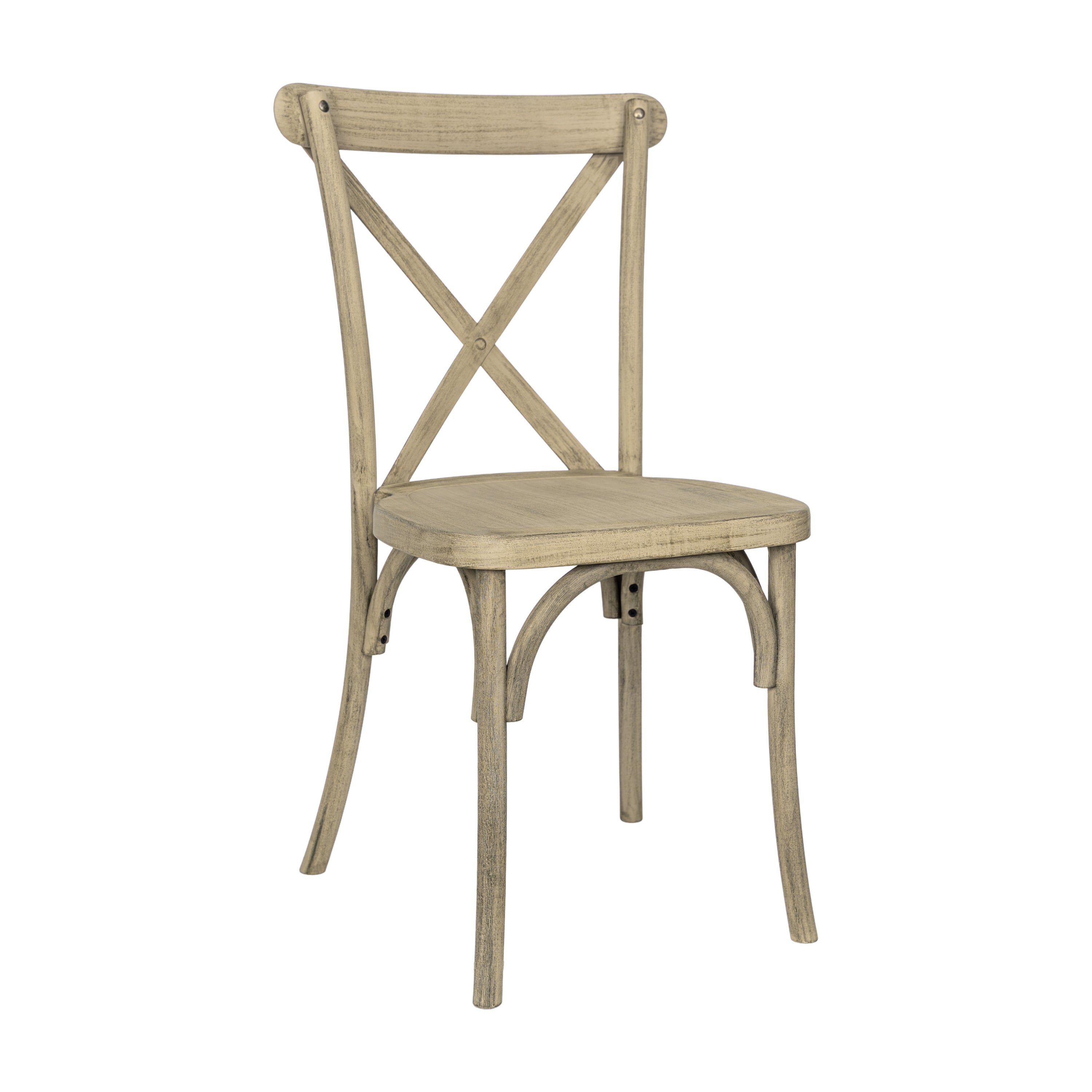 HERCULES Commercial Light Oak Indoor/Outdoor Wood Look Stackable Resin Cross Back Chair