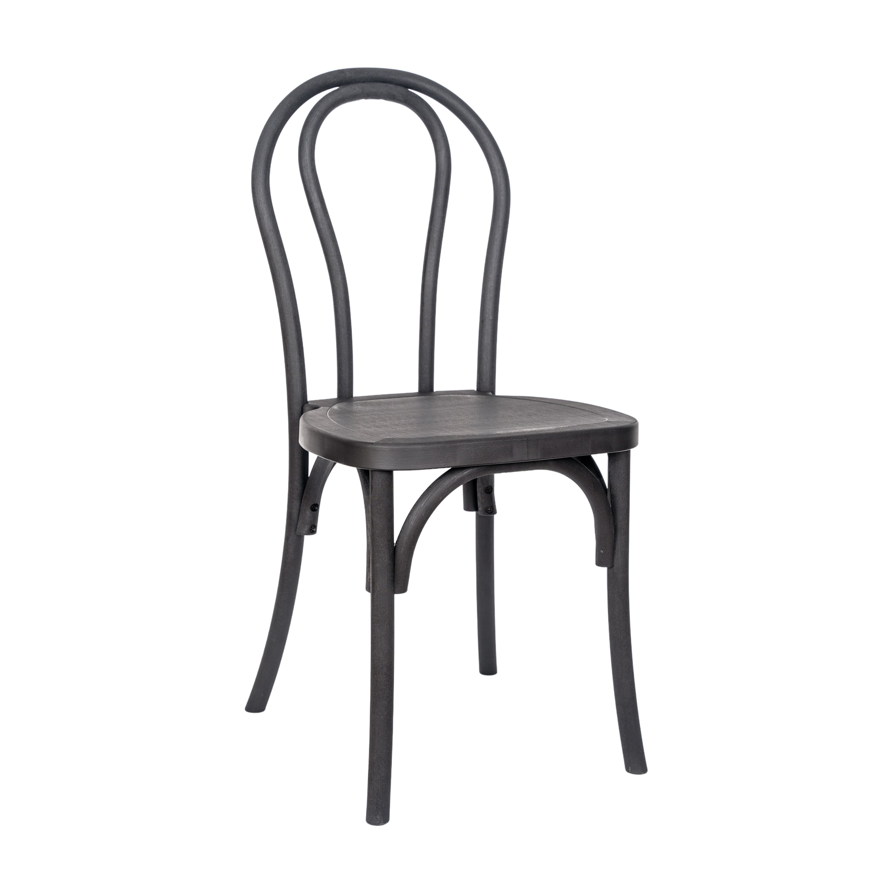 HERCULES Commercial Black Indoor/Outdoor Wood Look Stackable Resin Thonet Style Chair
