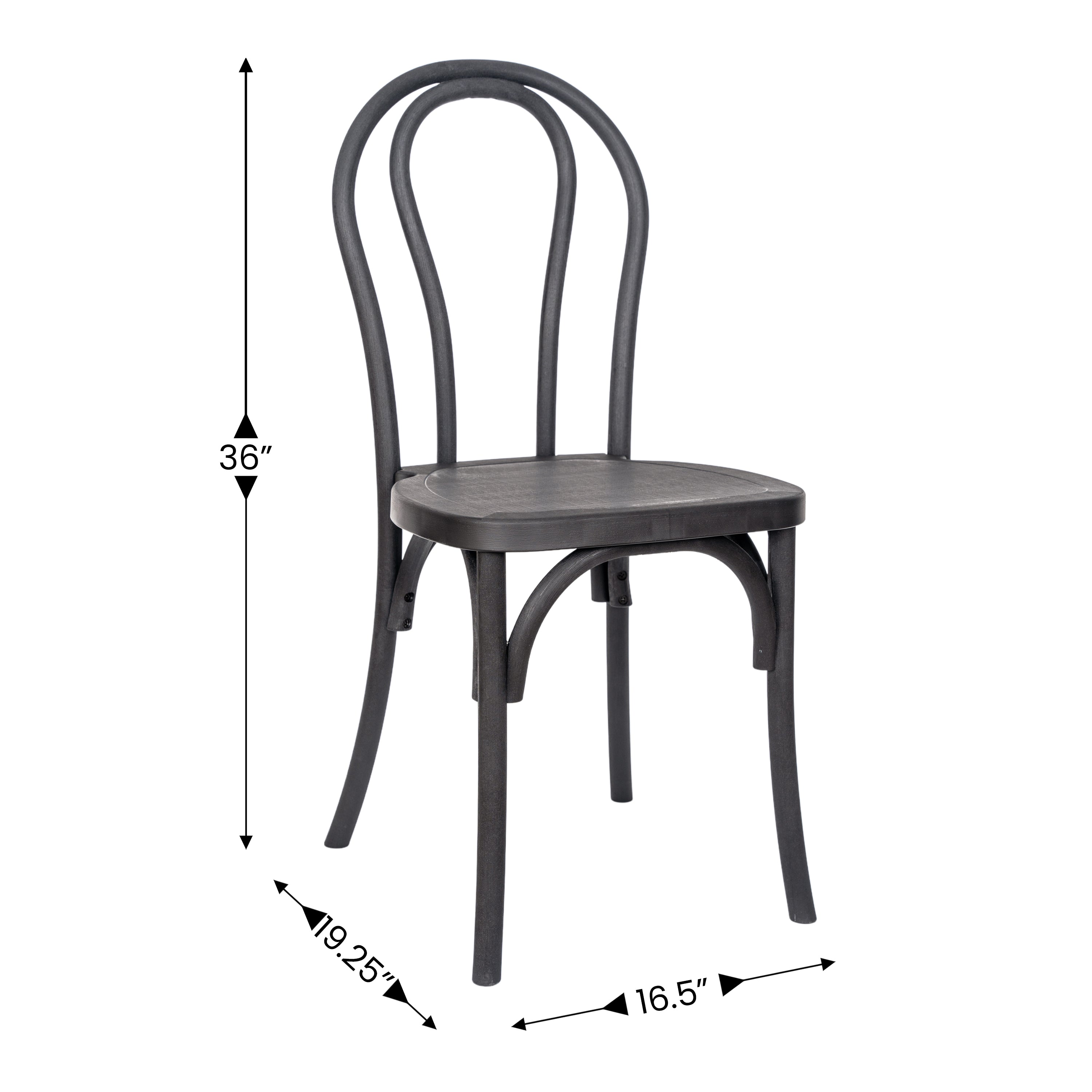 HERCULES Commercial Black Indoor/Outdoor Wood Look Stackable Resin Thonet Style Chair