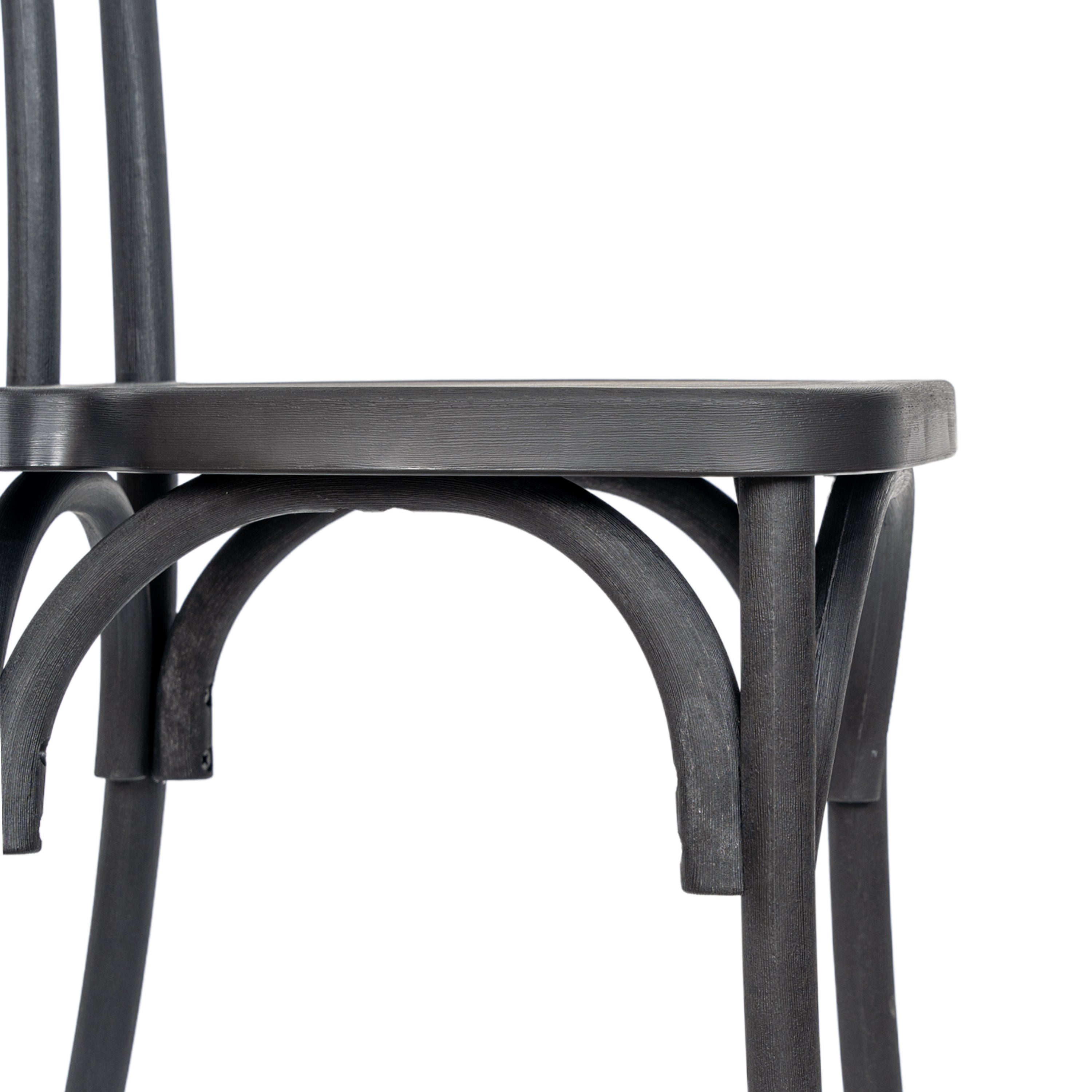 HERCULES Commercial Black Indoor/Outdoor Wood Look Stackable Resin Thonet Style Chair