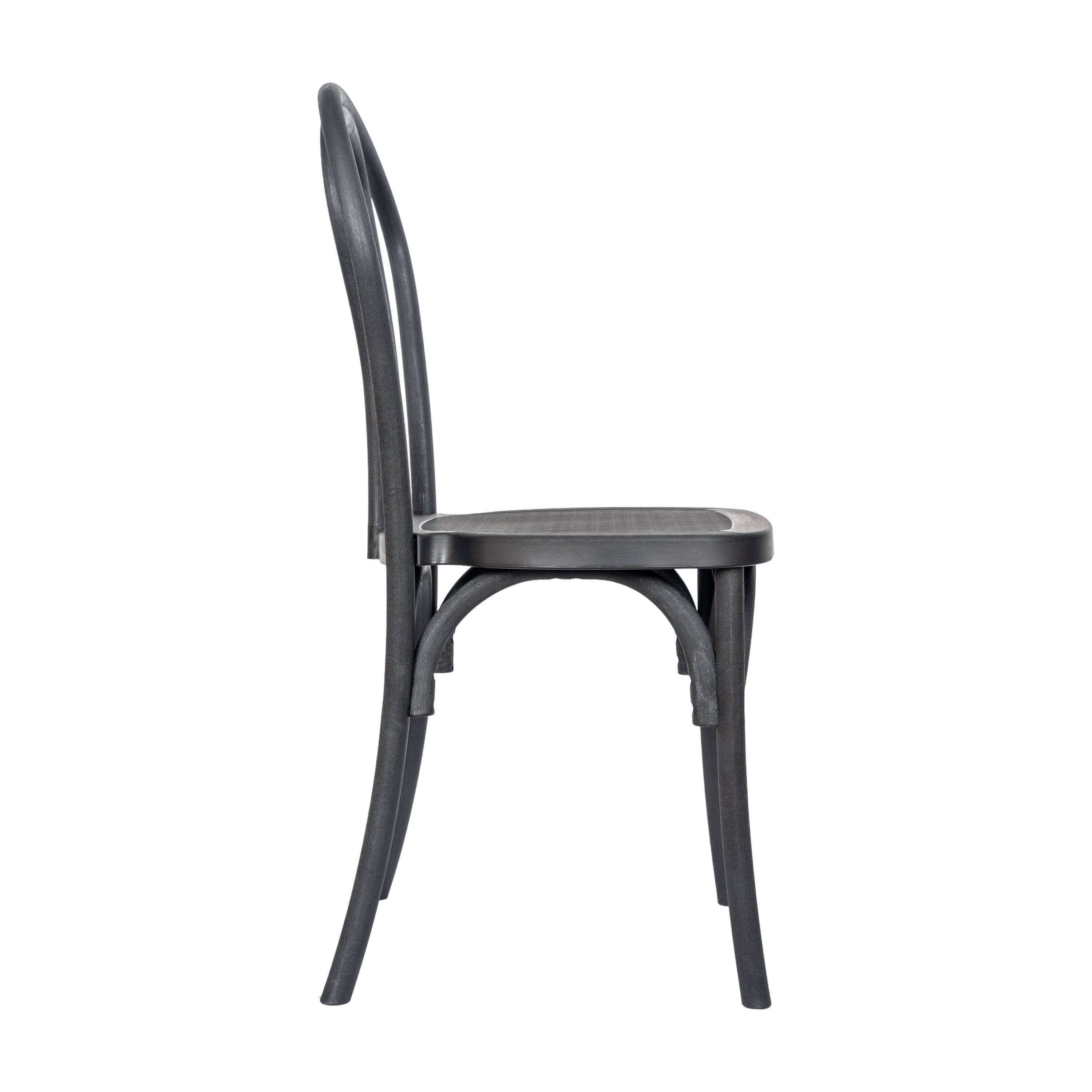 HERCULES Commercial Black Indoor/Outdoor Wood Look Stackable Resin Thonet Style Chair