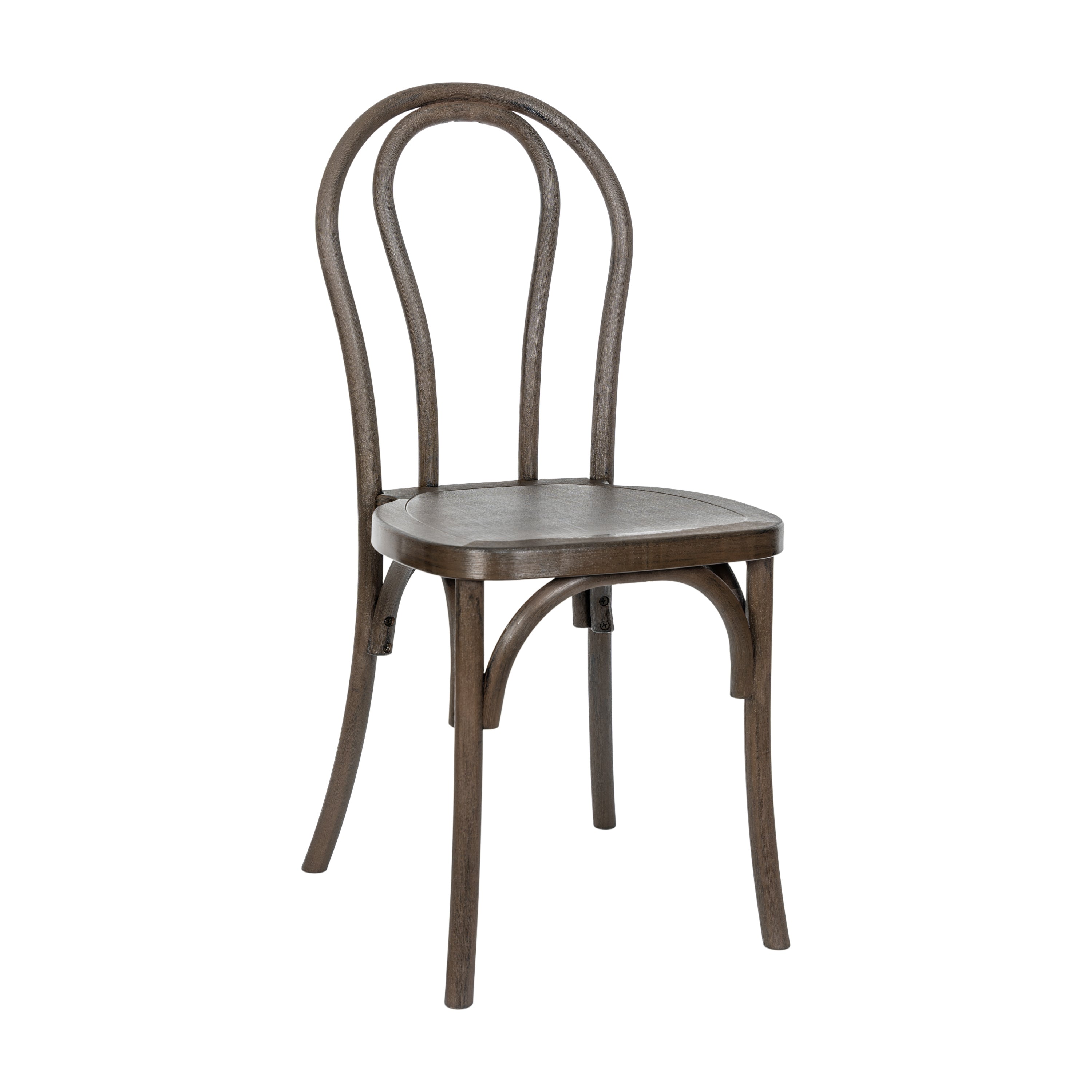 HERCULES Commercial Dark Brown Indoor/Outdoor Wood Look Stackable Resin Thonet Style Chair