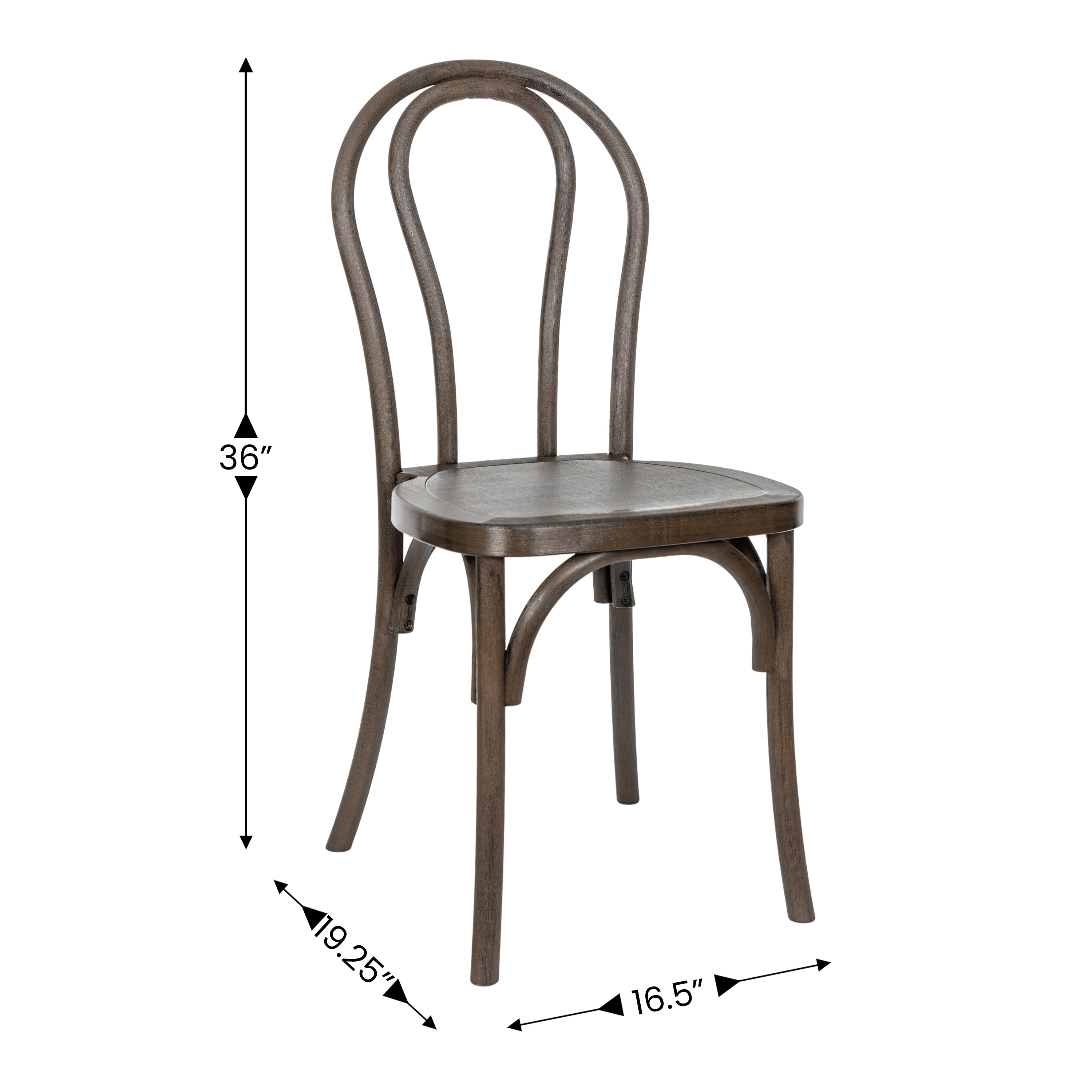 HERCULES Commercial Dark Brown Indoor/Outdoor Wood Look Stackable Resin Thonet Style Chair
