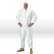 Flame Resistant Coverall, Pyrolon Plus II Flame Resistant Fabric Coverall with zipper, elastic hood, wrist,ankles, Size: 5XL, 25/case