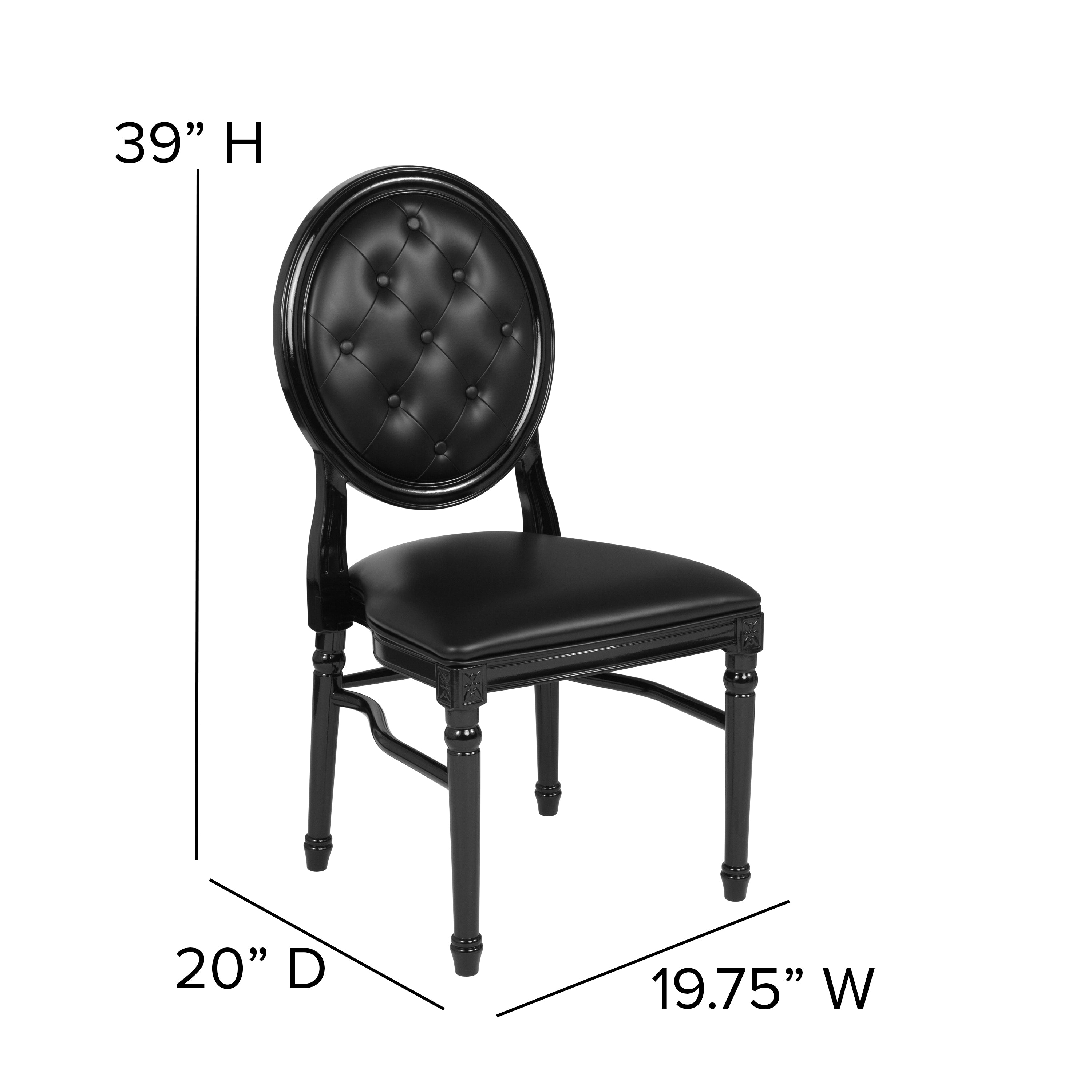 HERCULES Series 900 lb. Capacity King Louis Chair with Tufted Back, Black Vinyl Seat and Black Frame