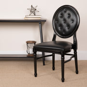 HERCULES Series 900 lb. Capacity King Louis Chair with Tufted Back, Black Vinyl Seat and Black Frame