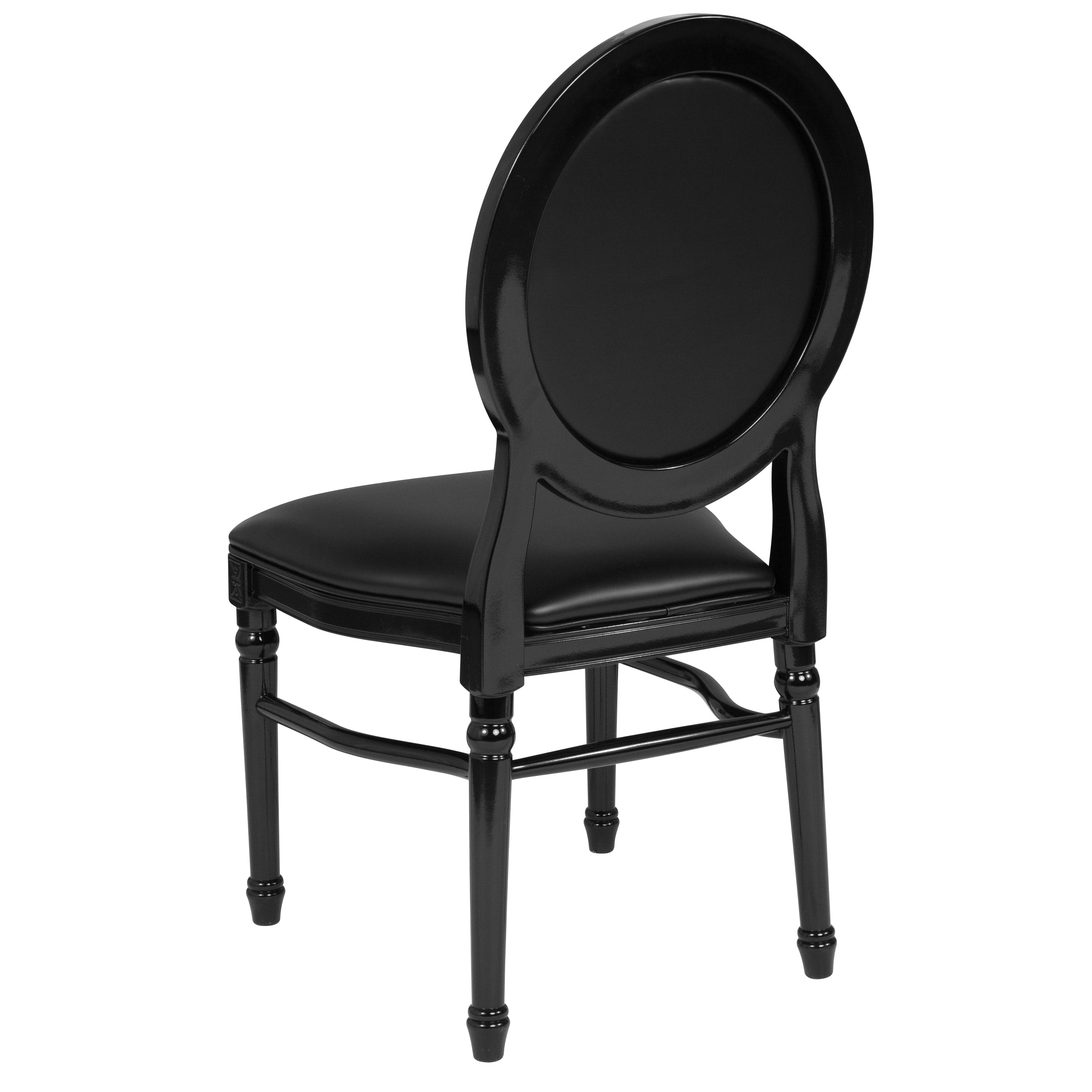 HERCULES Series 900 lb. Capacity King Louis Chair with Tufted Back, Black Vinyl Seat and Black Frame