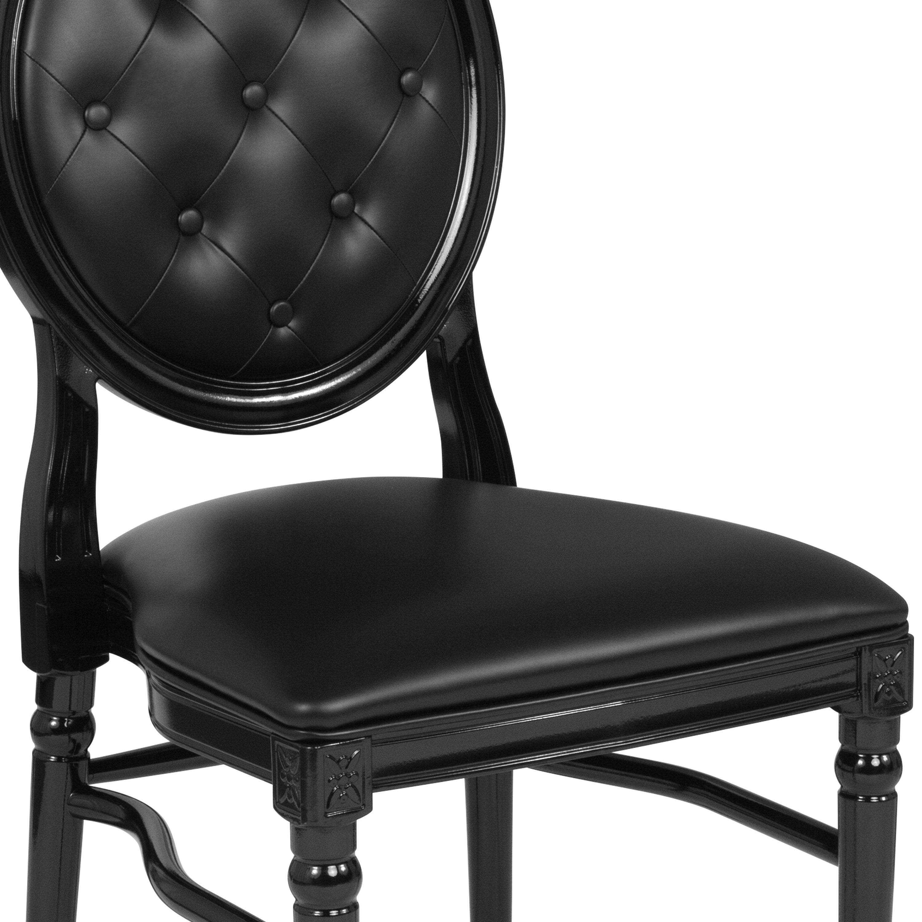 HERCULES Series 900 lb. Capacity King Louis Chair with Tufted Back, Black Vinyl Seat and Black Frame