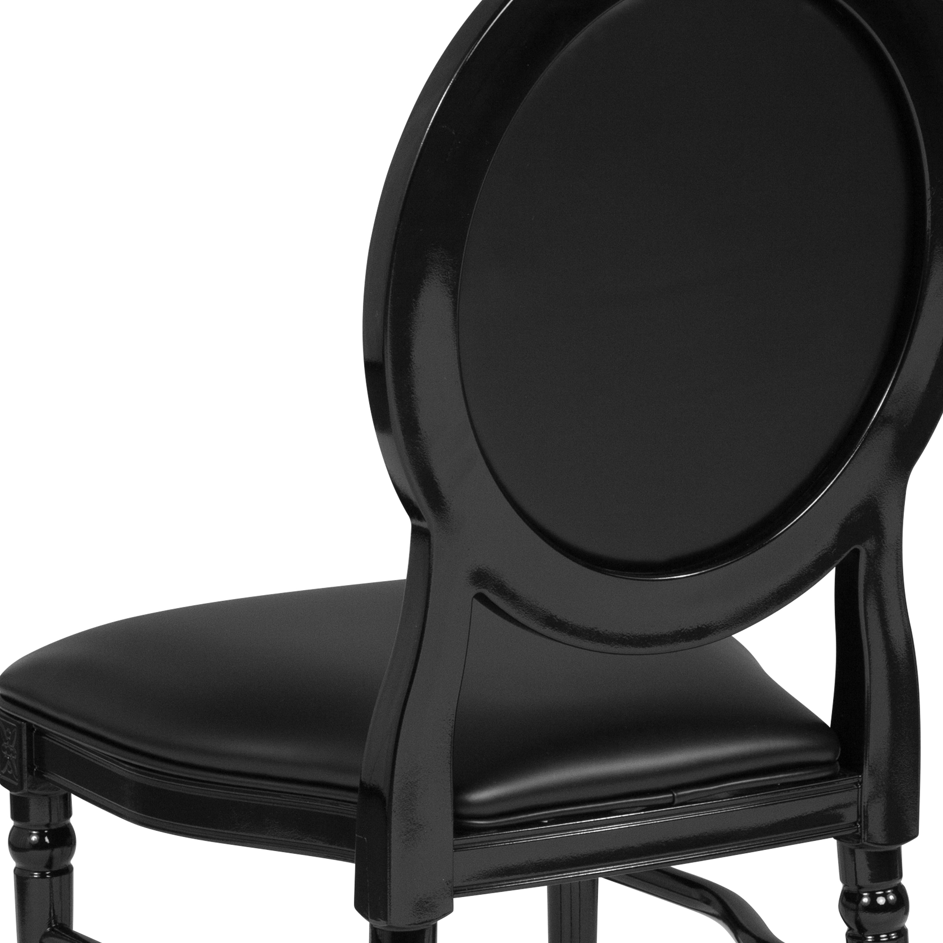 HERCULES Series 900 lb. Capacity King Louis Chair with Tufted Back, Black Vinyl Seat and Black Frame