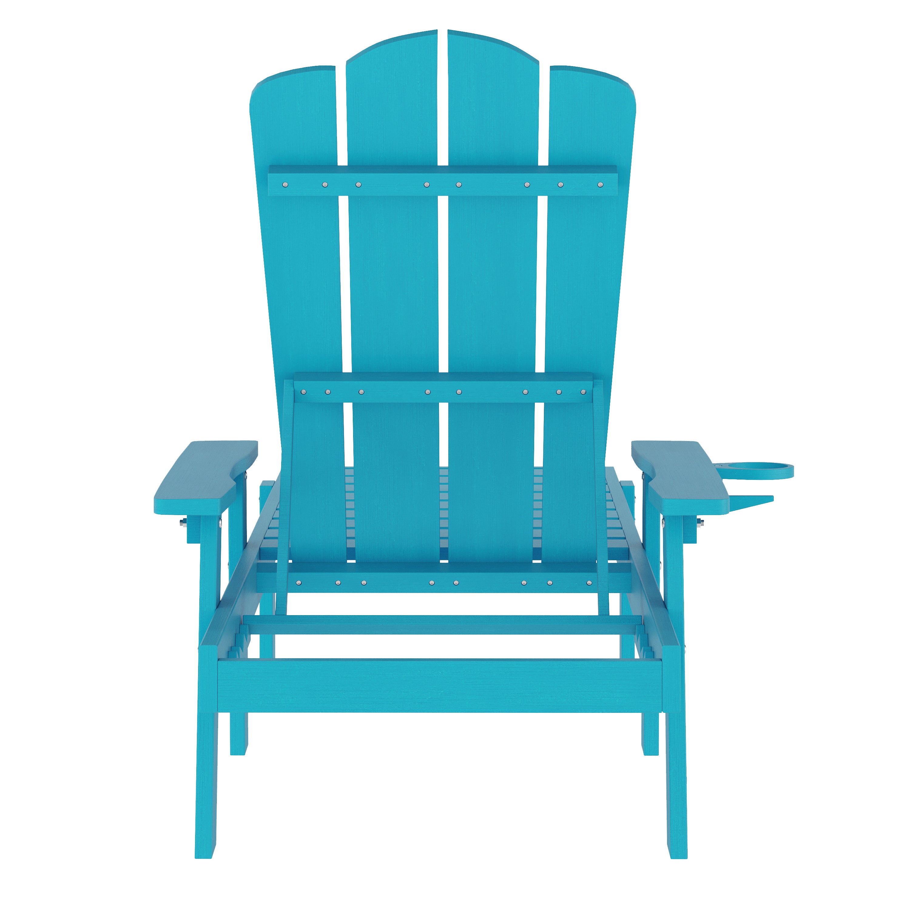 Sonora Commercial Grade Adjustable Adirondack Lounger with Cup Holder, All-Weather Indoor/Outdoor Recycled HDPE Lounge Chair in Blue