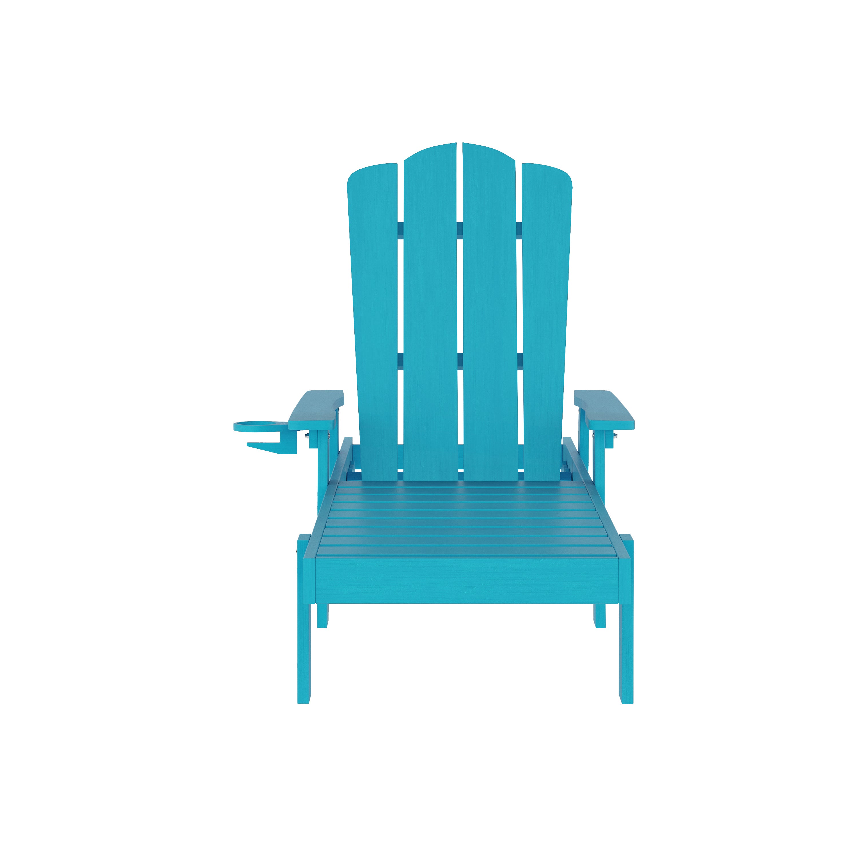 Sonora Commercial Grade Adjustable Adirondack Lounger with Cup Holder, All-Weather Indoor/Outdoor Recycled HDPE Lounge Chair in Blue