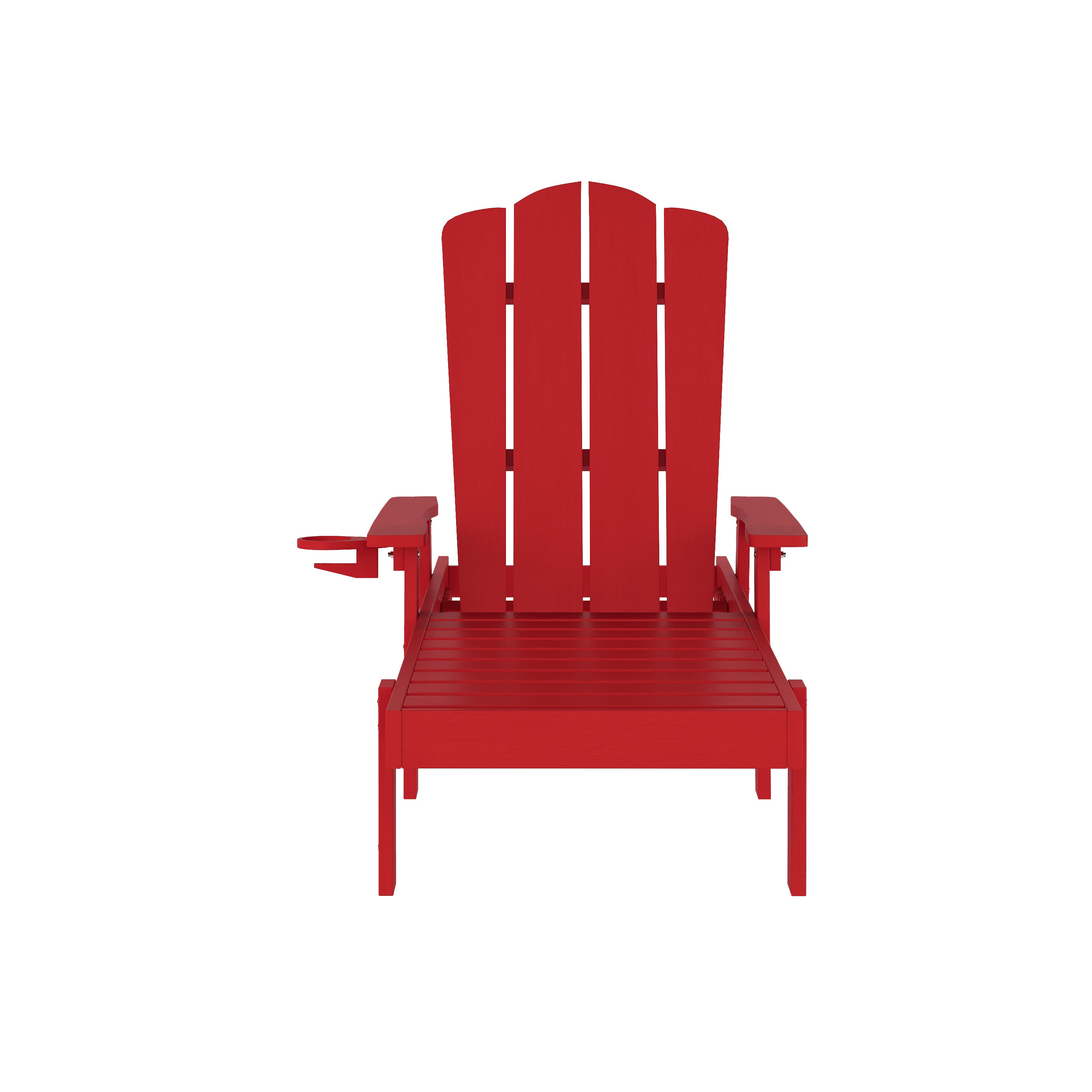 Sonora Commercial Grade Adjustable Adirondack Lounger with Cup Holder, All-Weather Indoor/Outdoor Recycled HDPE Lounge Chair in Red
