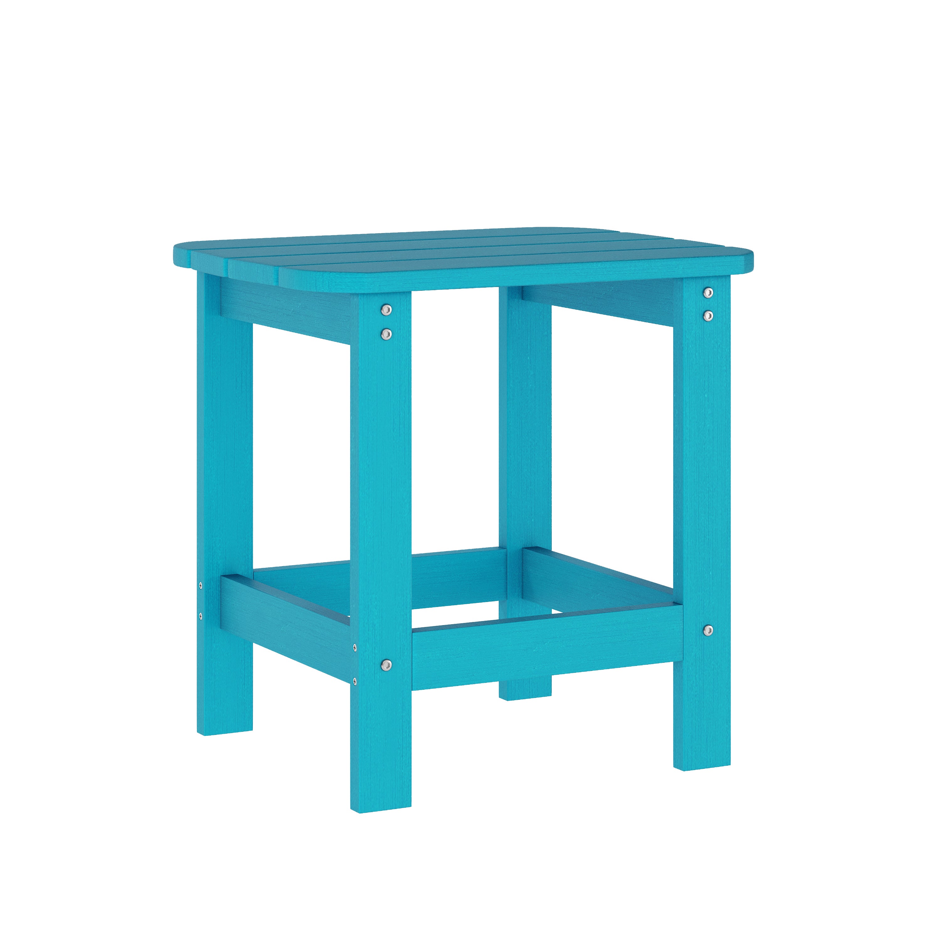 Sonora Commercial Grade 3 Piece Indoor/Outdoor Adirondack Set with 2 Adjustable HDPE Loungers with Cup Holders and 2-Tier Side Table in Blue