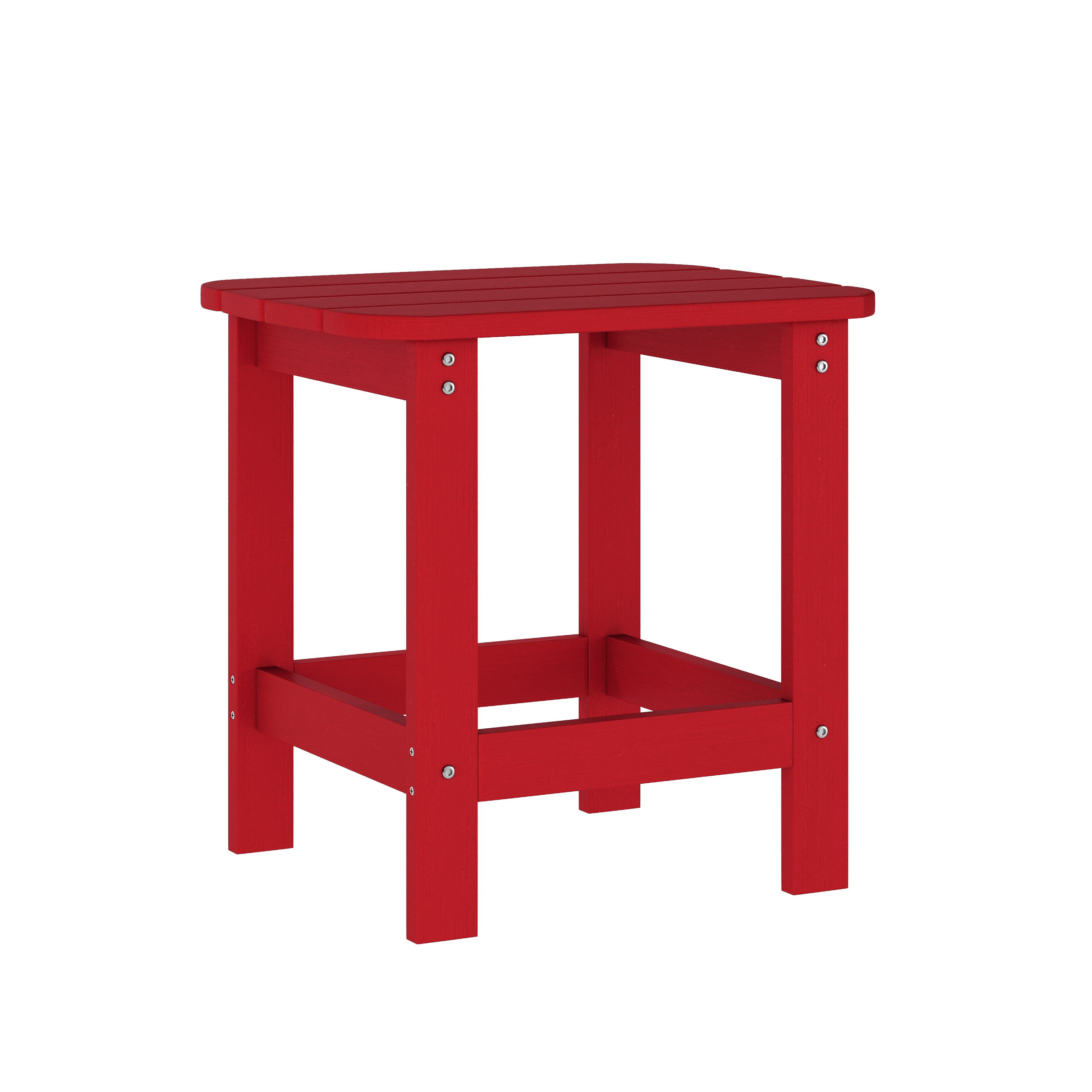 Sonora Commercial Grade 3 Piece Indoor/Outdoor Adirondack Set with 2 Adjustable HDPE Loungers with Cup Holders and 2-Tier Side Table in Red