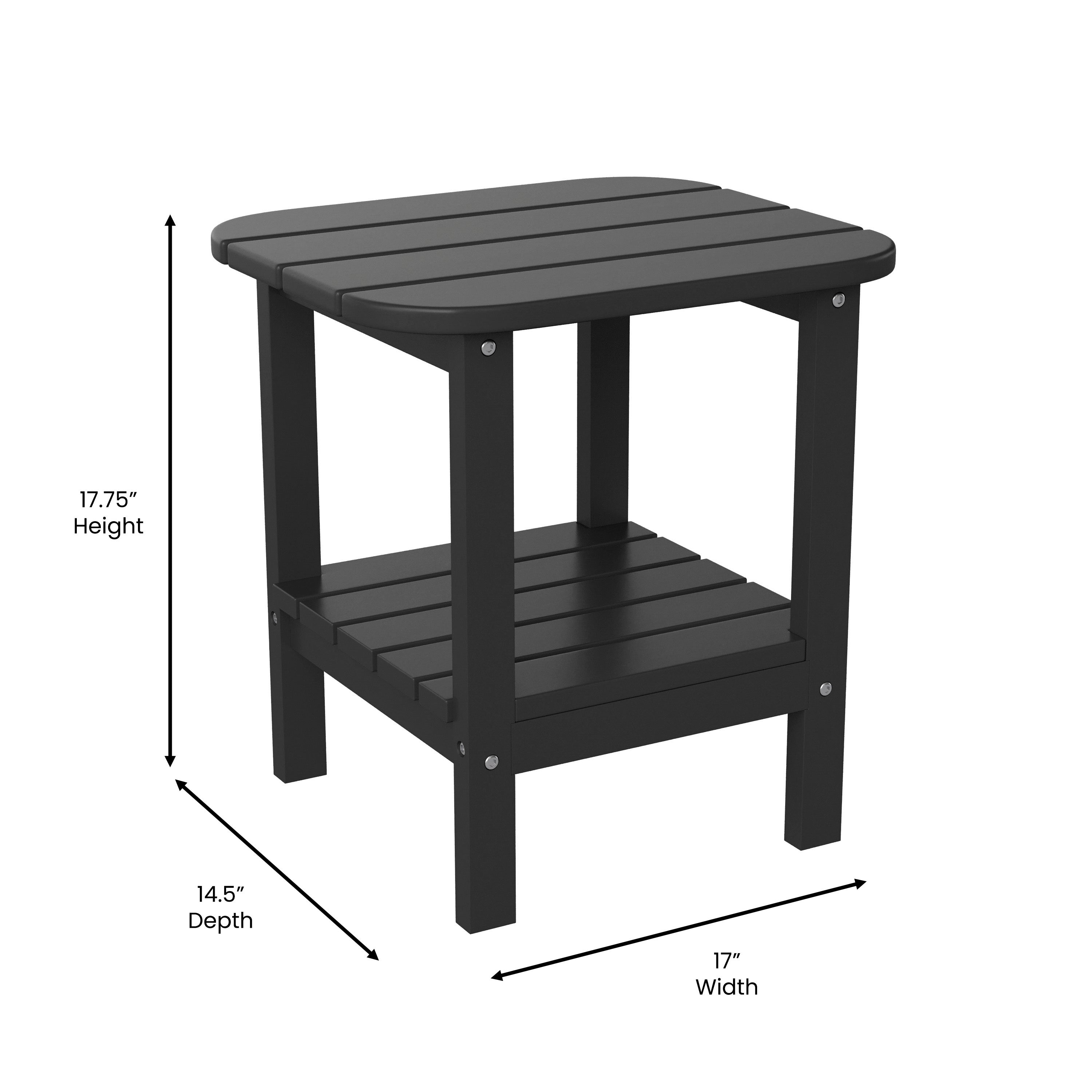 Newport HDPE 2-Tier Adirondack Side Table - All-Weather - Indoor/Outdoor Black