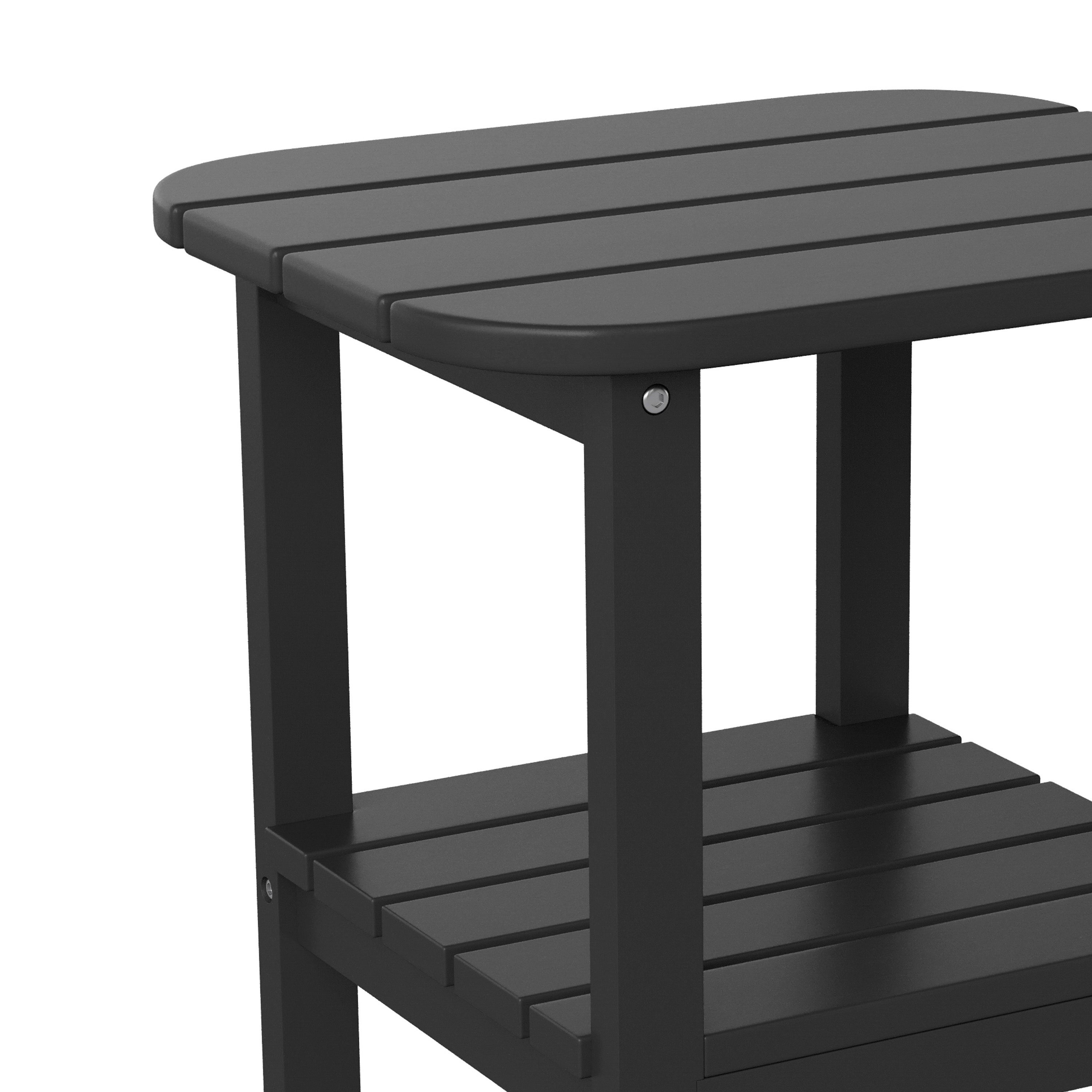 Newport HDPE 2-Tier Adirondack Side Table - All-Weather - Indoor/Outdoor Black