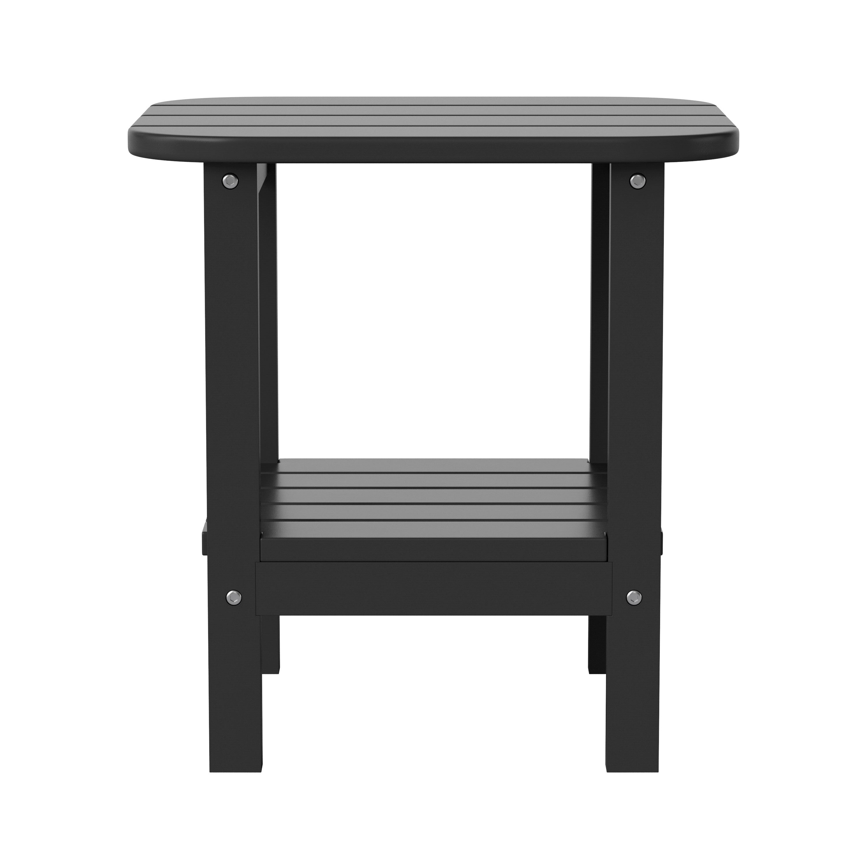 Newport HDPE 2-Tier Adirondack Side Table - All-Weather - Indoor/Outdoor Black