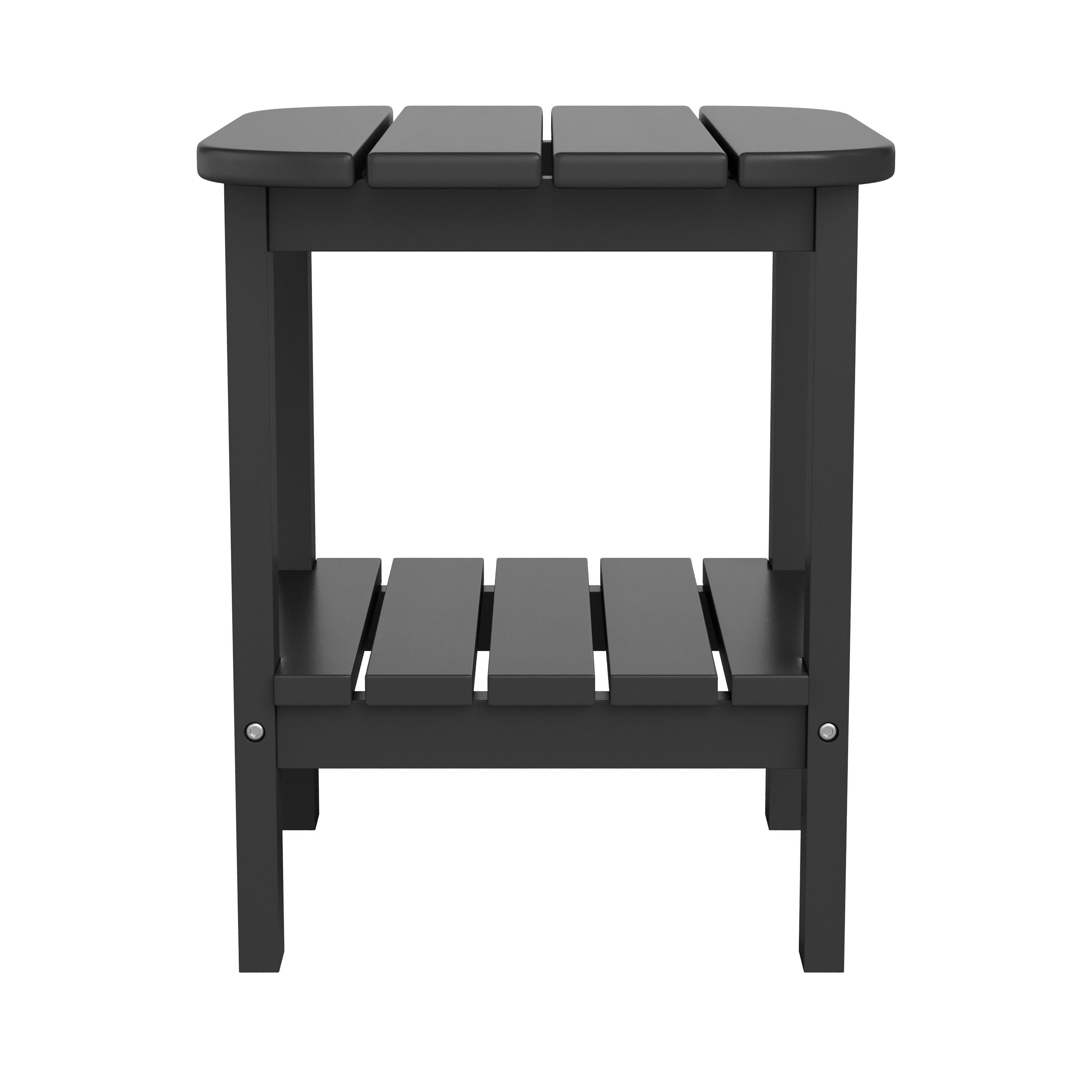 Newport HDPE 2-Tier Adirondack Side Table - All-Weather - Indoor/Outdoor Black