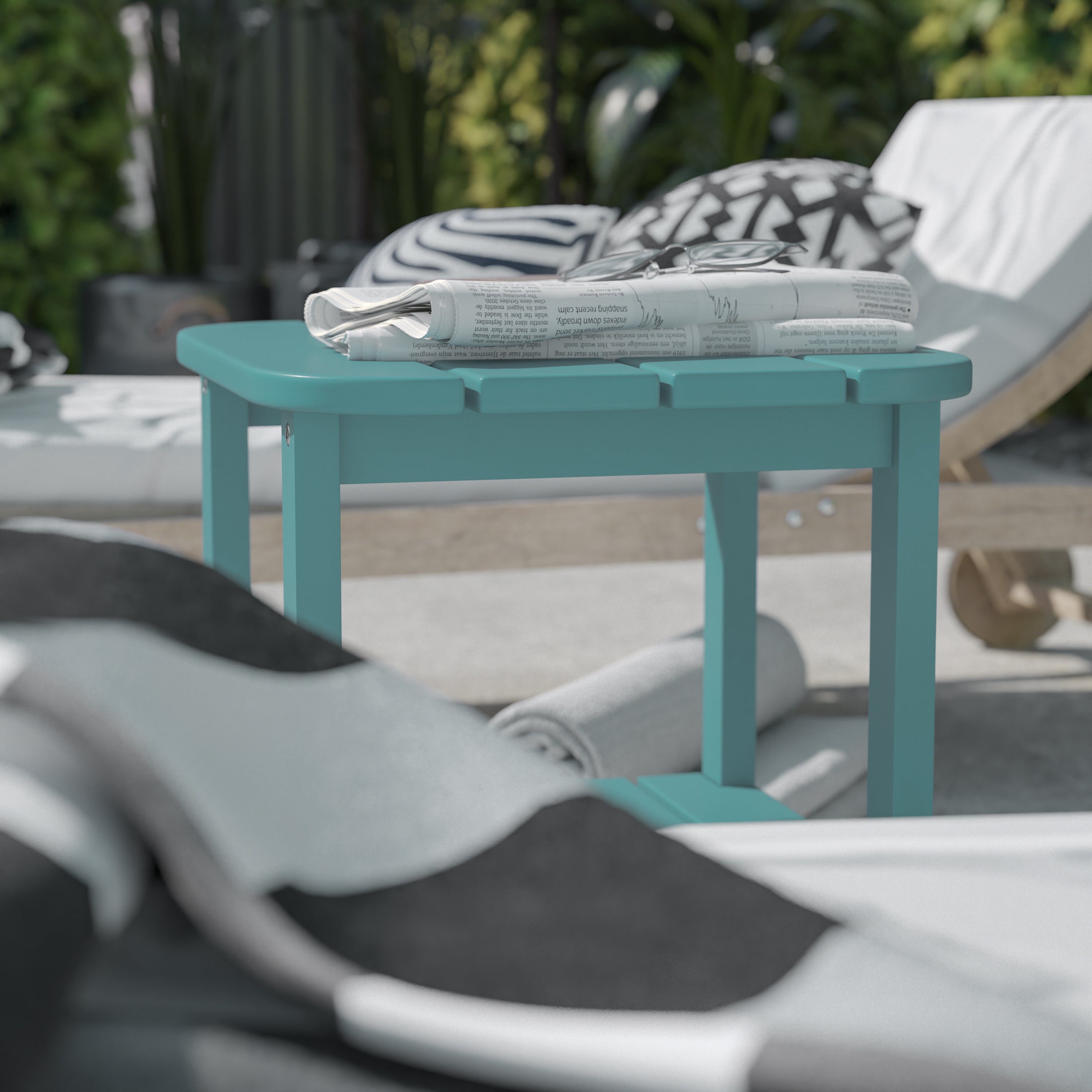 Newport HDPE 2-Tier Adirondack Side Table - All-Weather - Indoor/Outdoor Blue