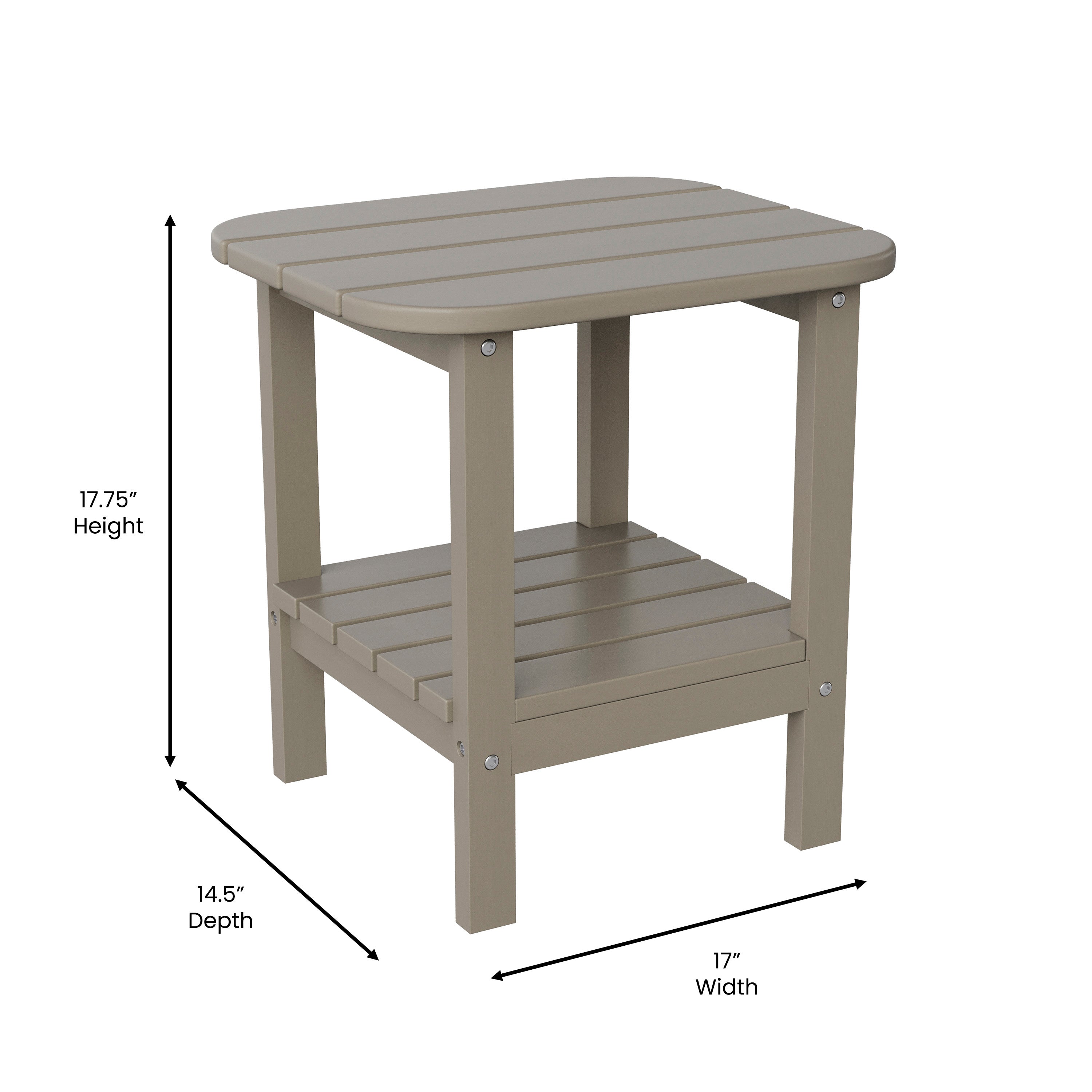 Newport HDPE 2-Tier Adirondack Side Table - All-Weather - Indoor/Outdoor Brown