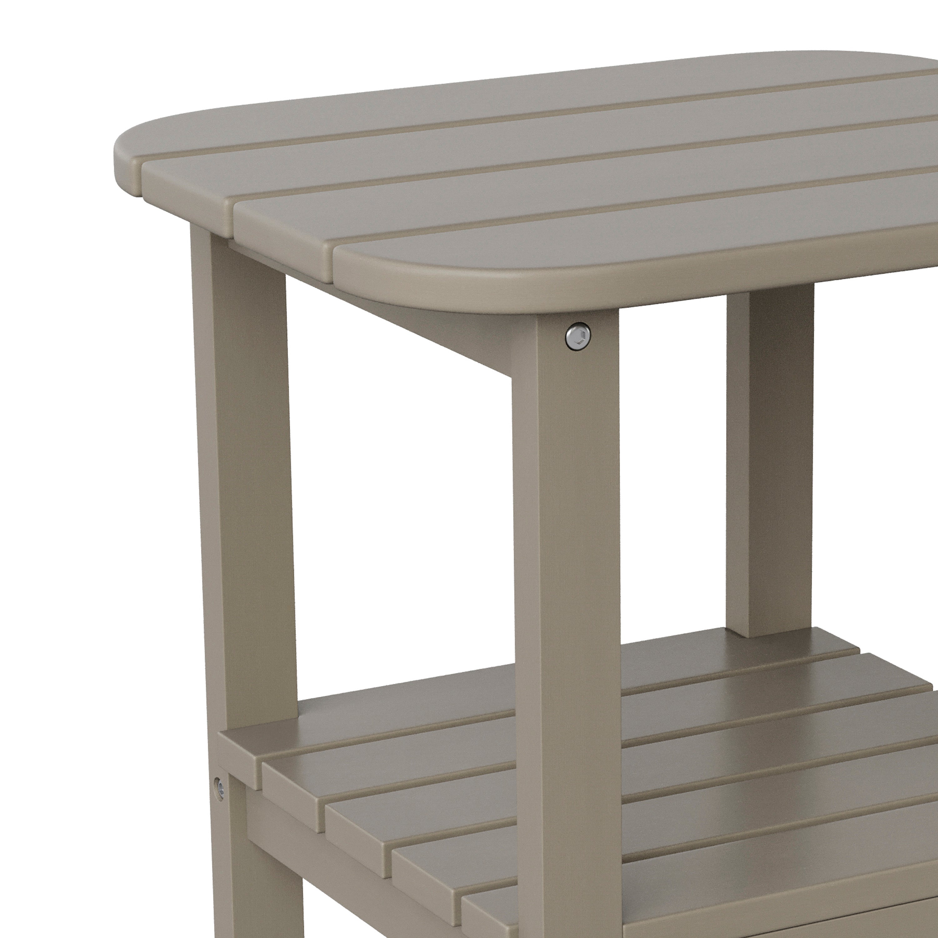 Newport HDPE 2-Tier Adirondack Side Table - All-Weather - Indoor/Outdoor Brown