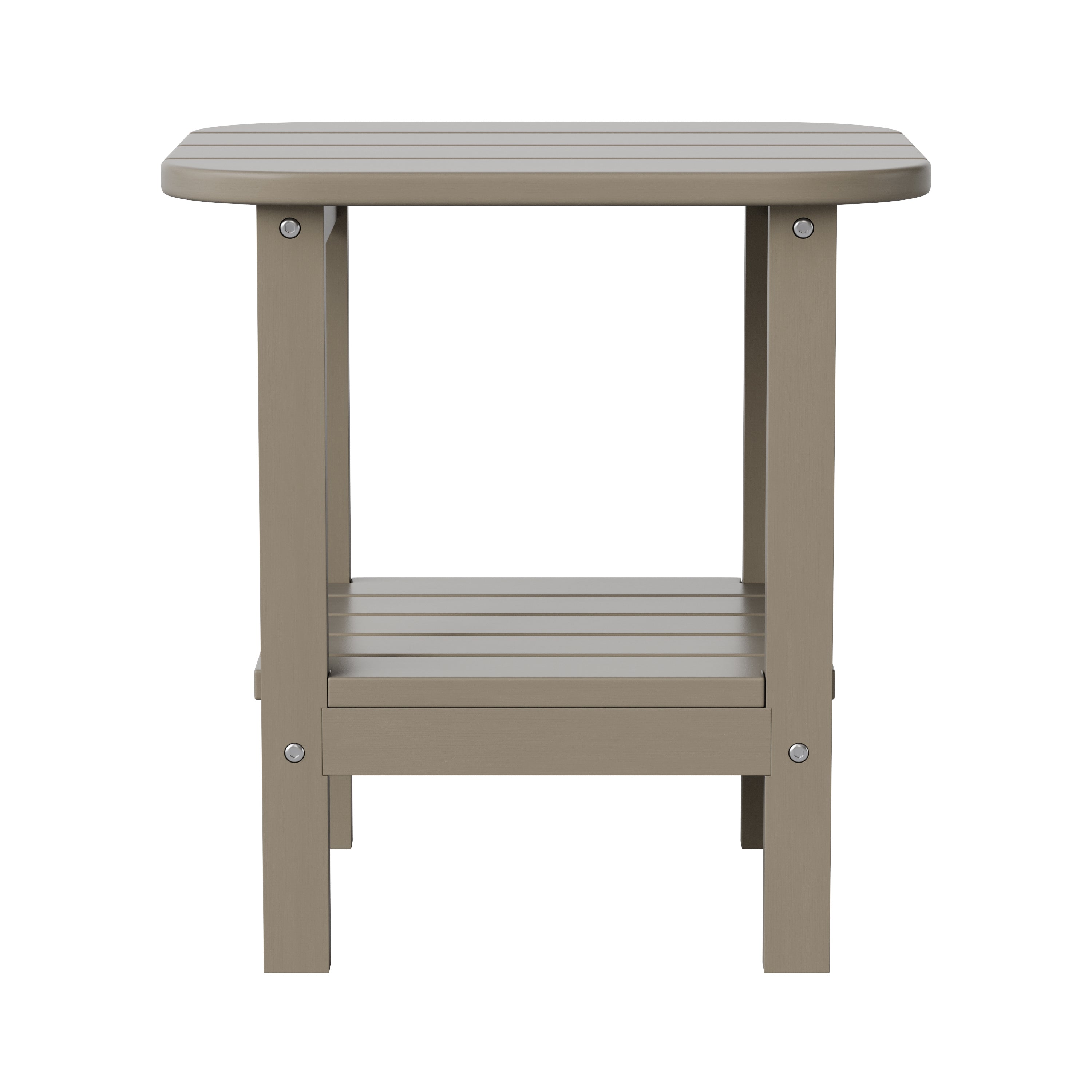 Newport HDPE 2-Tier Adirondack Side Table - All-Weather - Indoor/Outdoor Brown