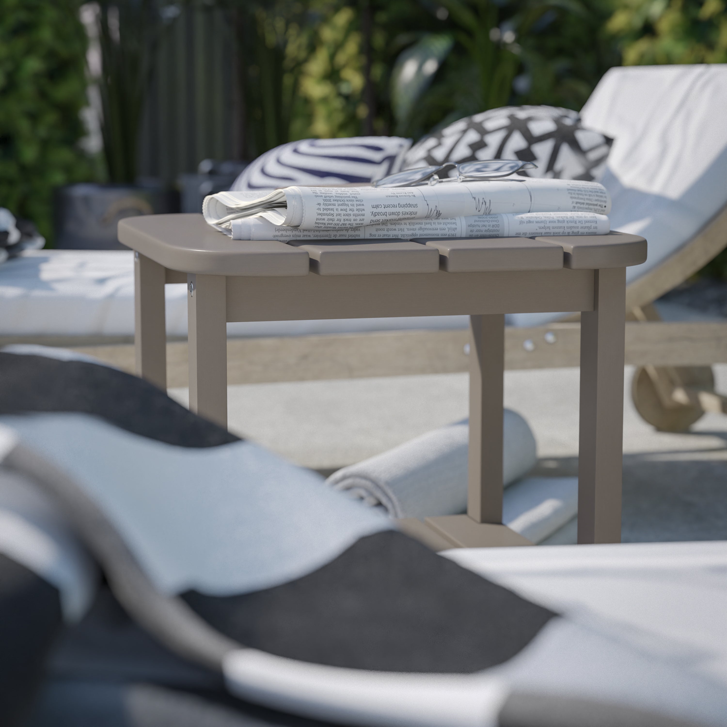 Newport HDPE 2-Tier Adirondack Side Table - All-Weather - Indoor/Outdoor Brown