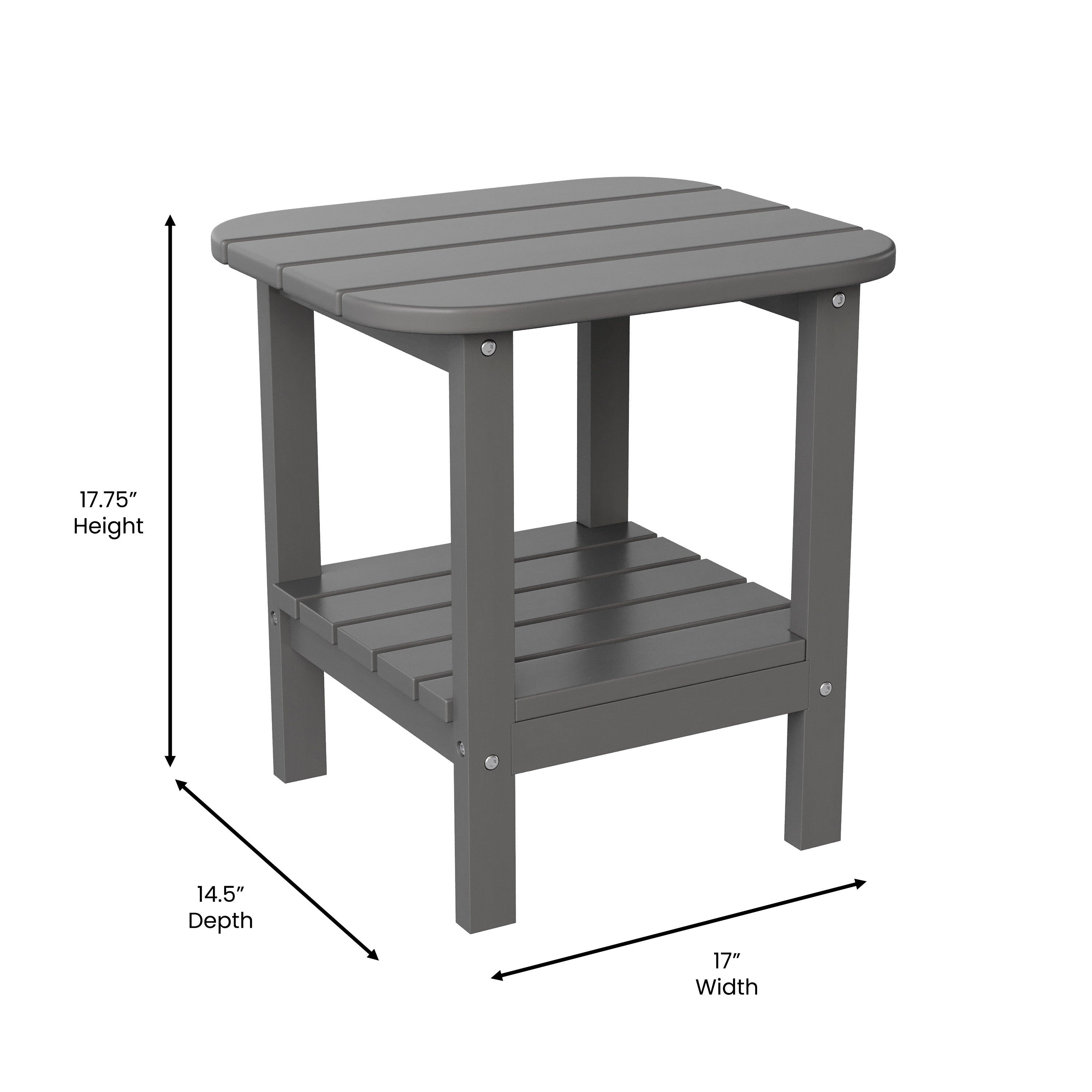 Newport HDPE 2-Tier Adirondack Side Table - All-Weather - Indoor/Outdoor Gray