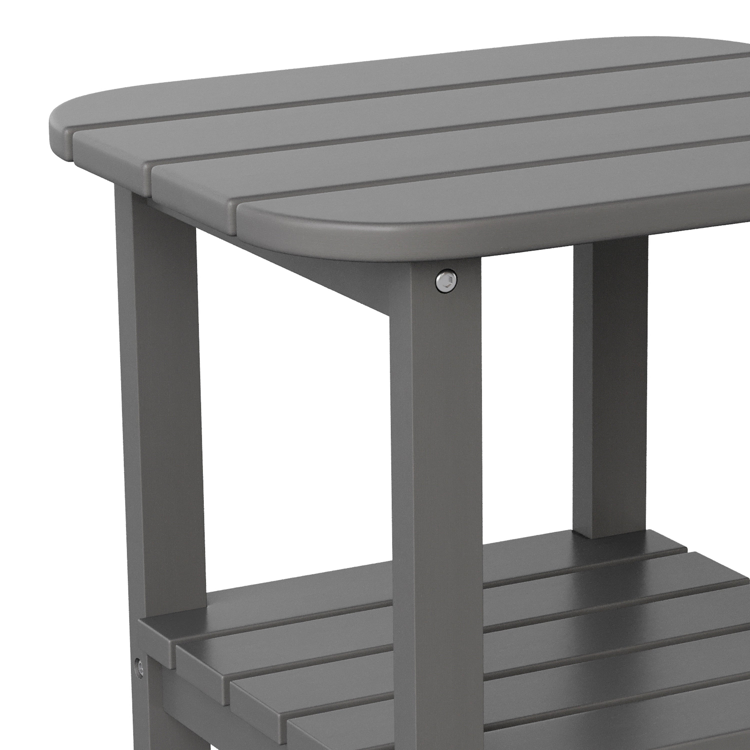 Newport HDPE 2-Tier Adirondack Side Table - All-Weather - Indoor/Outdoor Gray