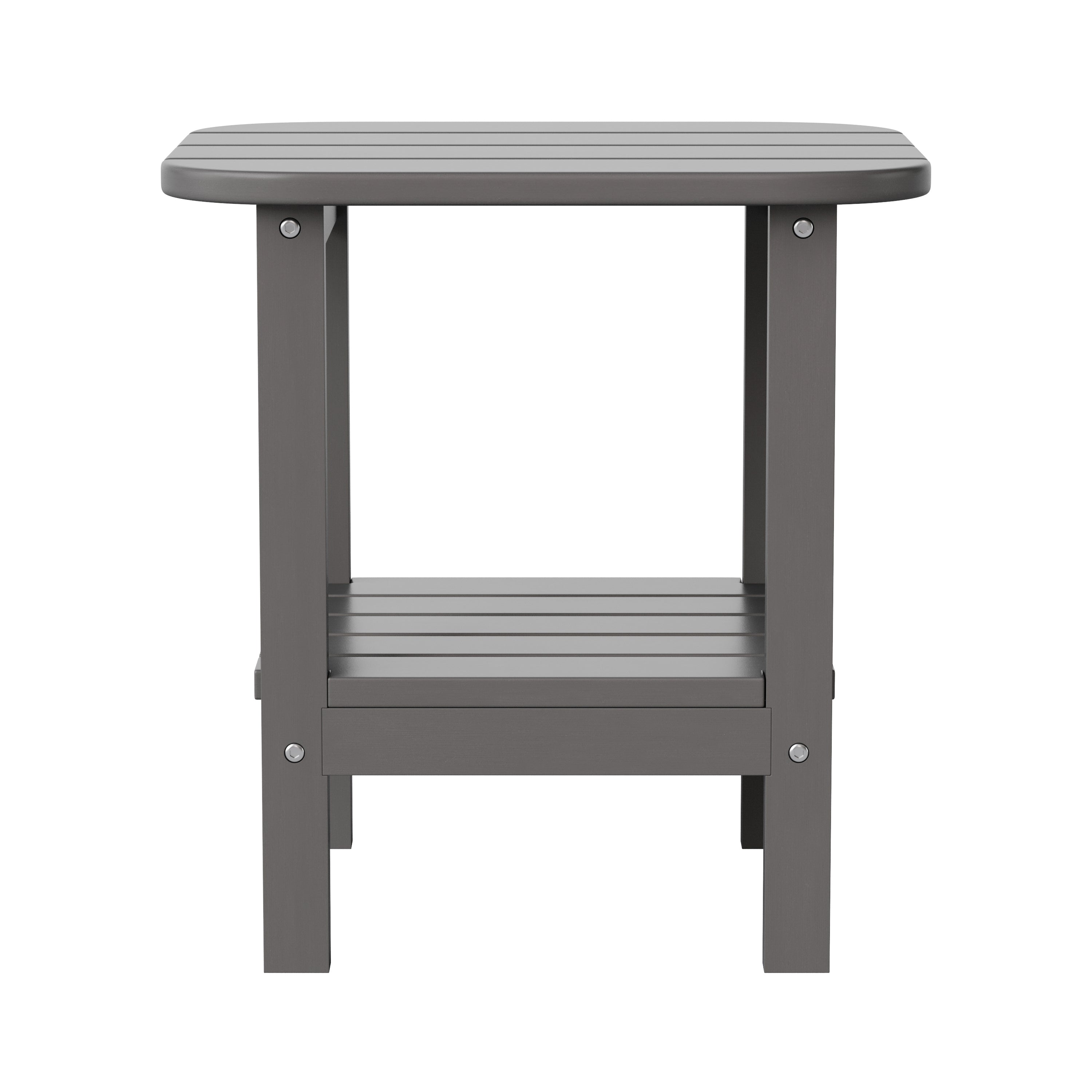 Newport HDPE 2-Tier Adirondack Side Table - All-Weather - Indoor/Outdoor Gray