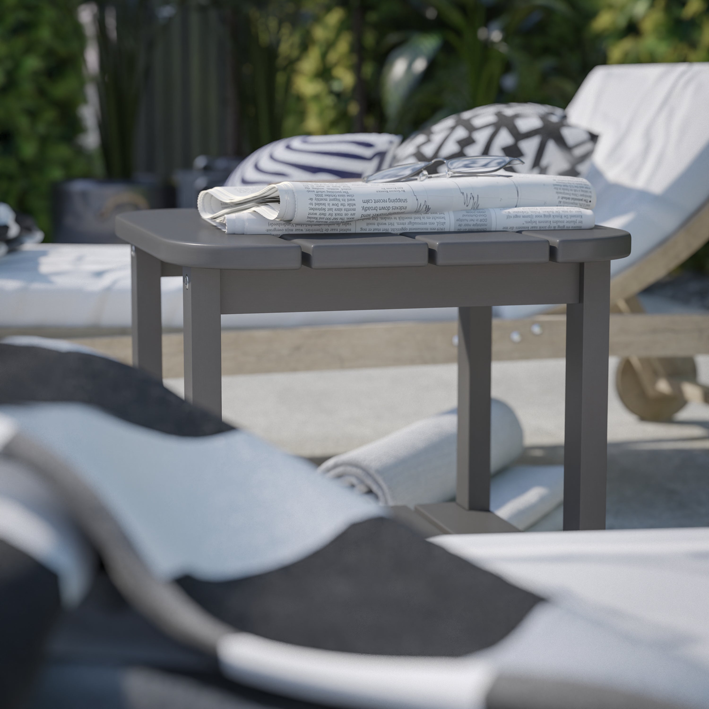 Newport HDPE 2-Tier Adirondack Side Table - All-Weather - Indoor/Outdoor Gray