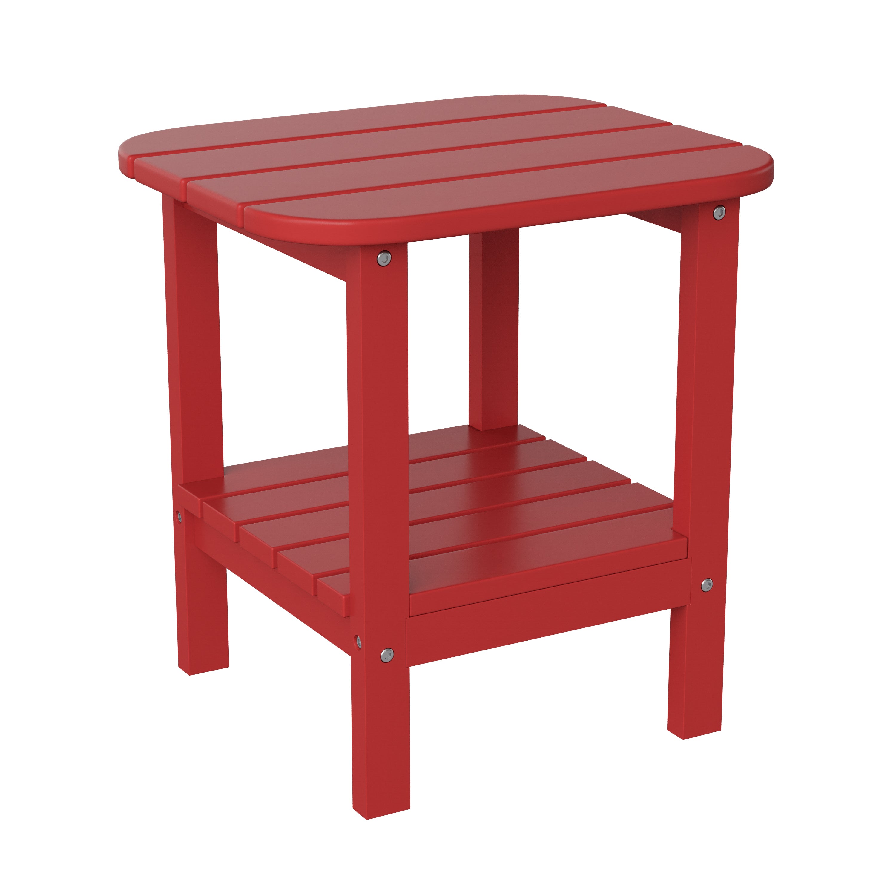 Newport HDPE 2-Tier Adirondack Side Table - All-Weather - Indoor/Outdoor Red