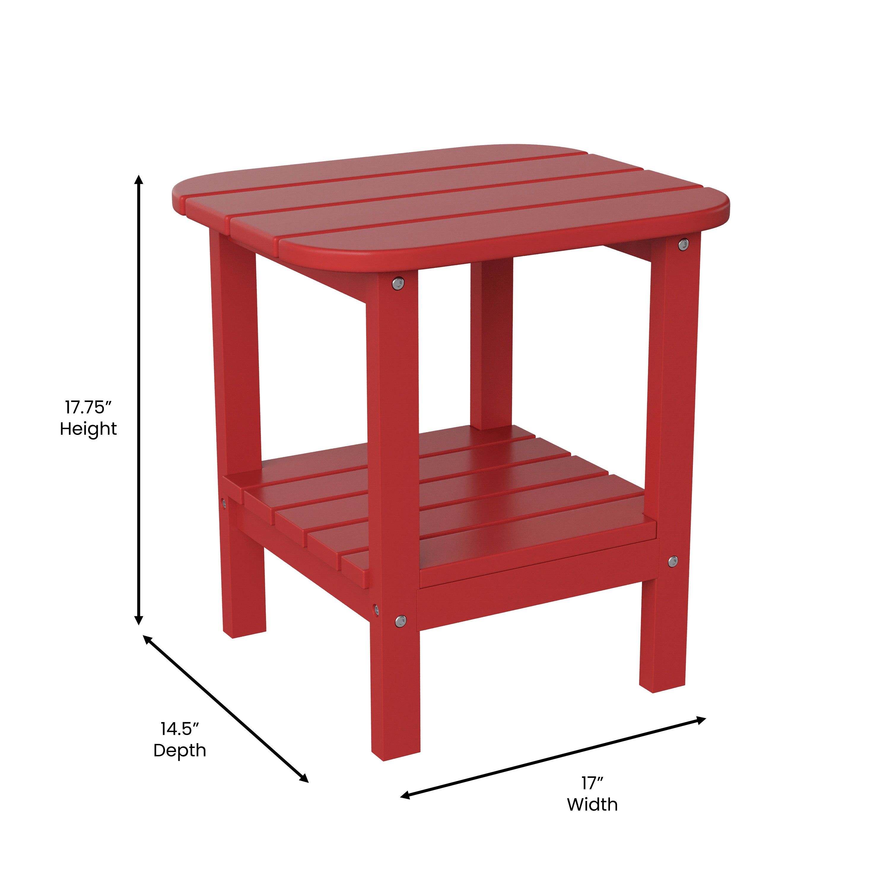 Newport HDPE 2-Tier Adirondack Side Table - All-Weather - Indoor/Outdoor Red