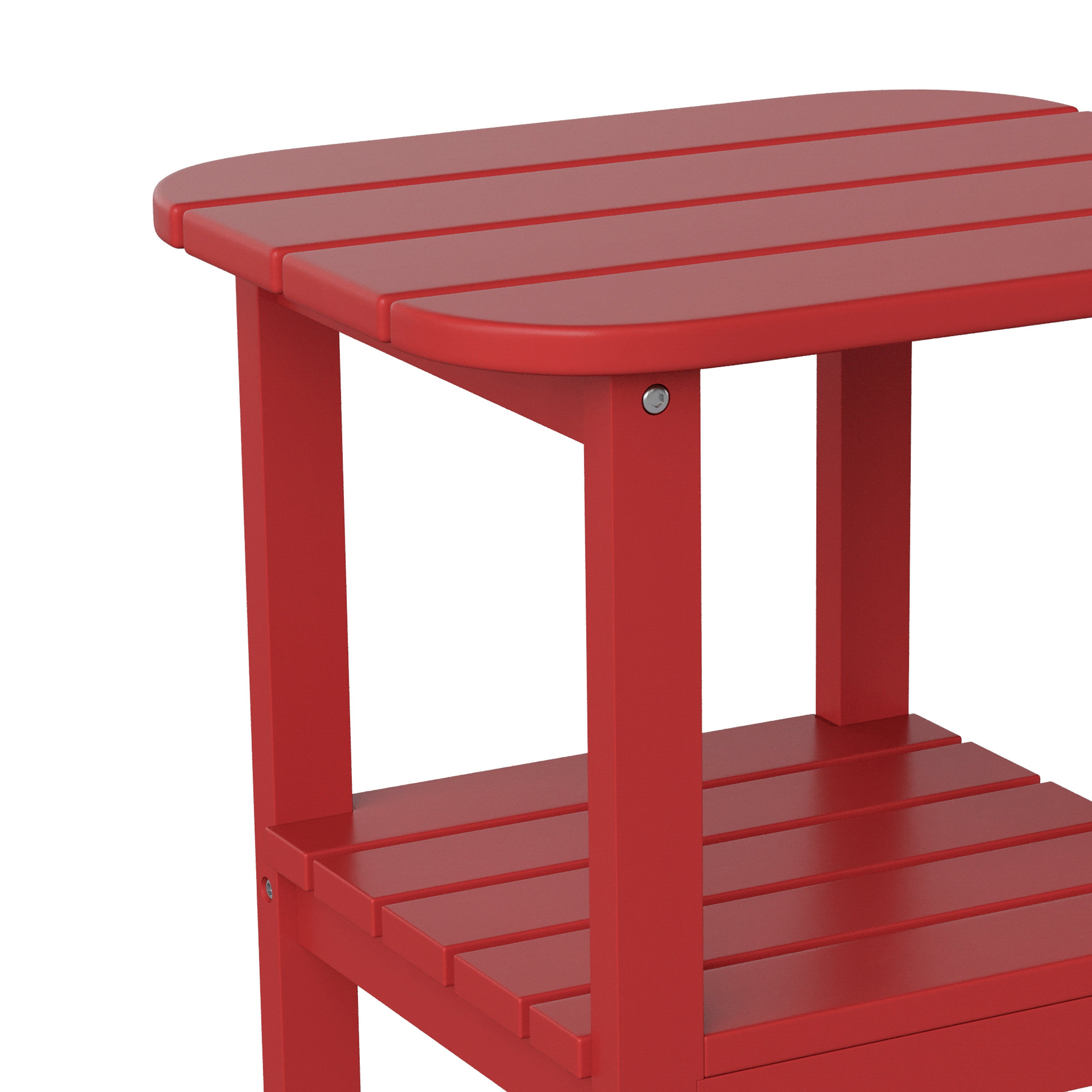 Newport HDPE 2-Tier Adirondack Side Table - All-Weather - Indoor/Outdoor Red