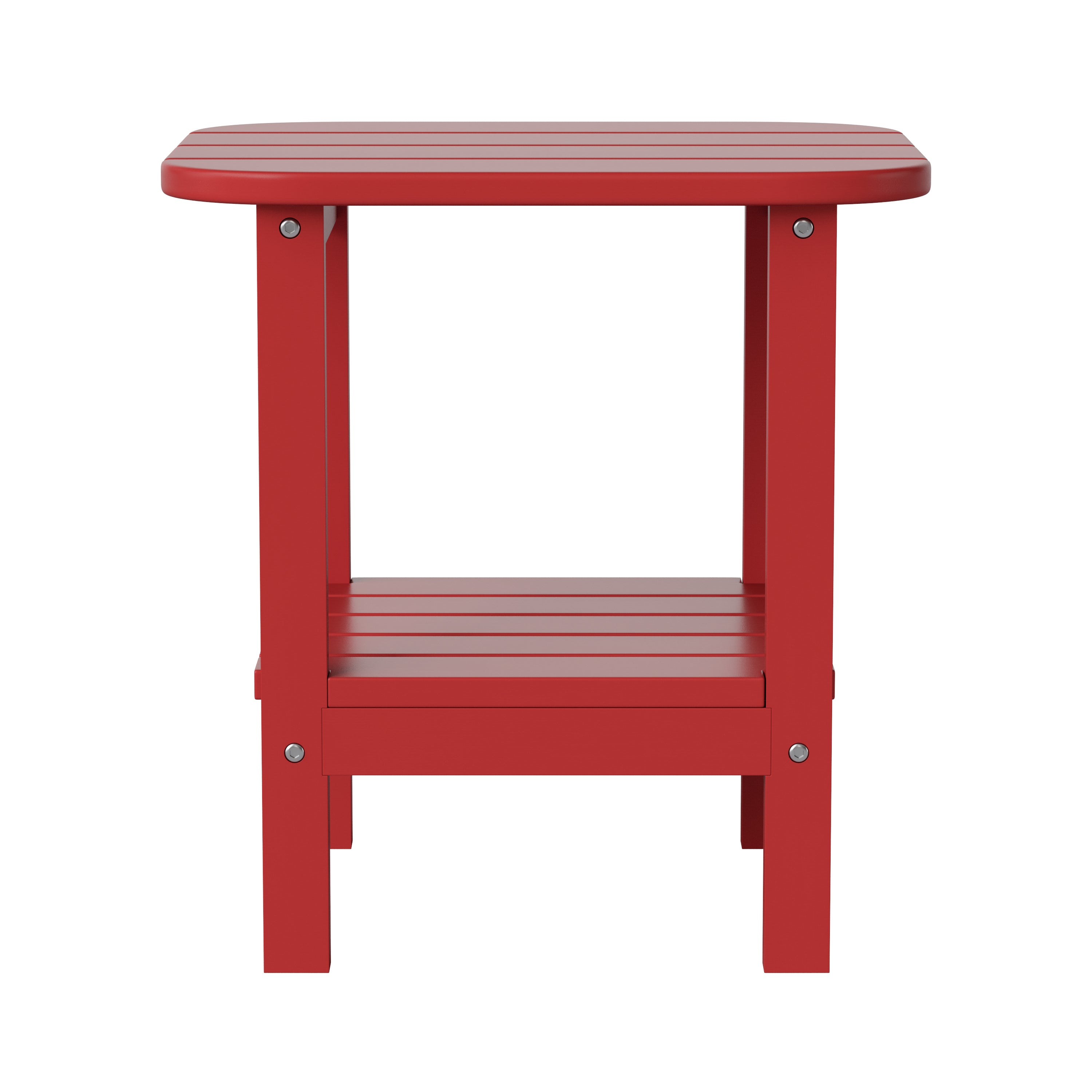 Newport HDPE 2-Tier Adirondack Side Table - All-Weather - Indoor/Outdoor Red