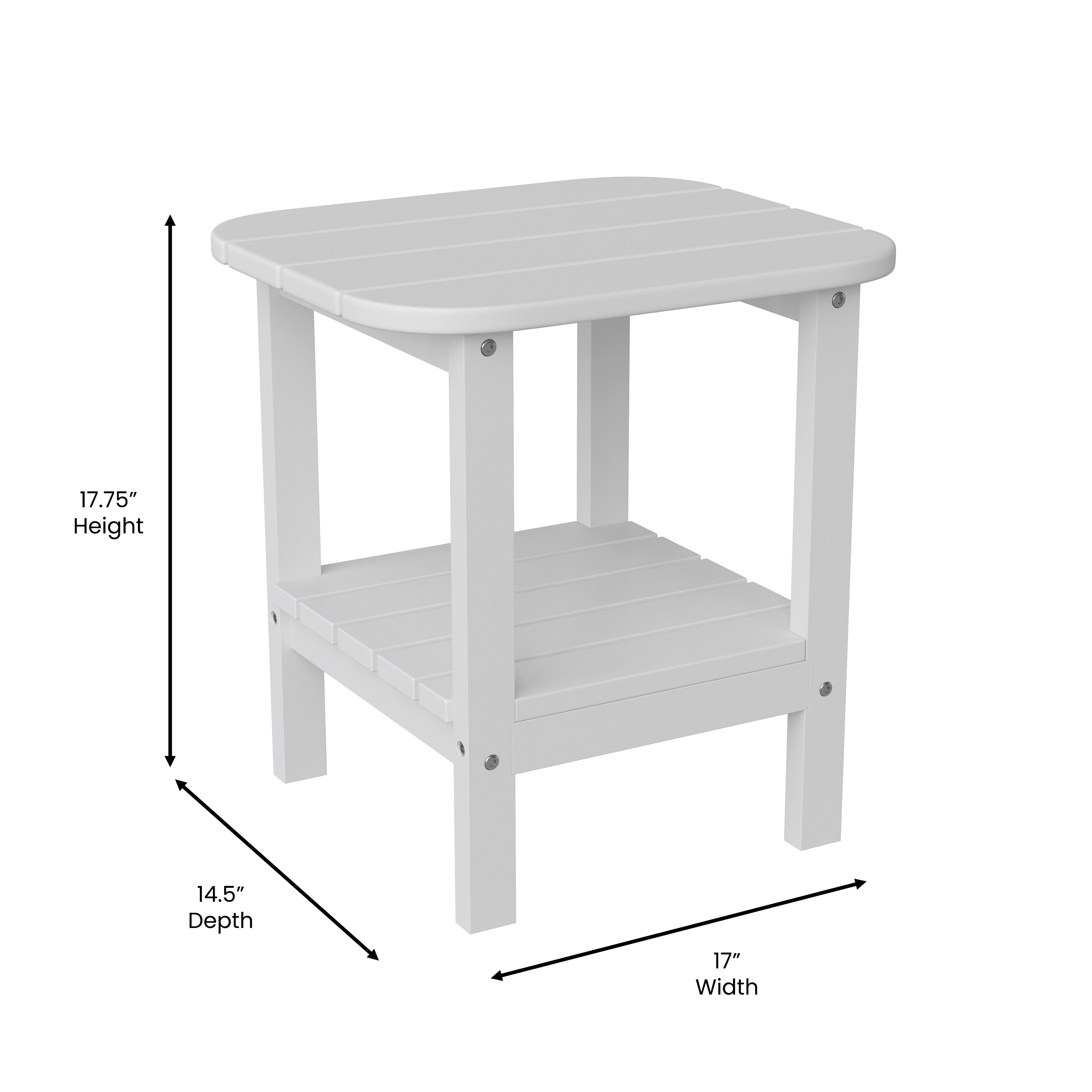 Newport HDPE 2-Tier Adirondack Side Table - All-Weather - Indoor/Outdoor White