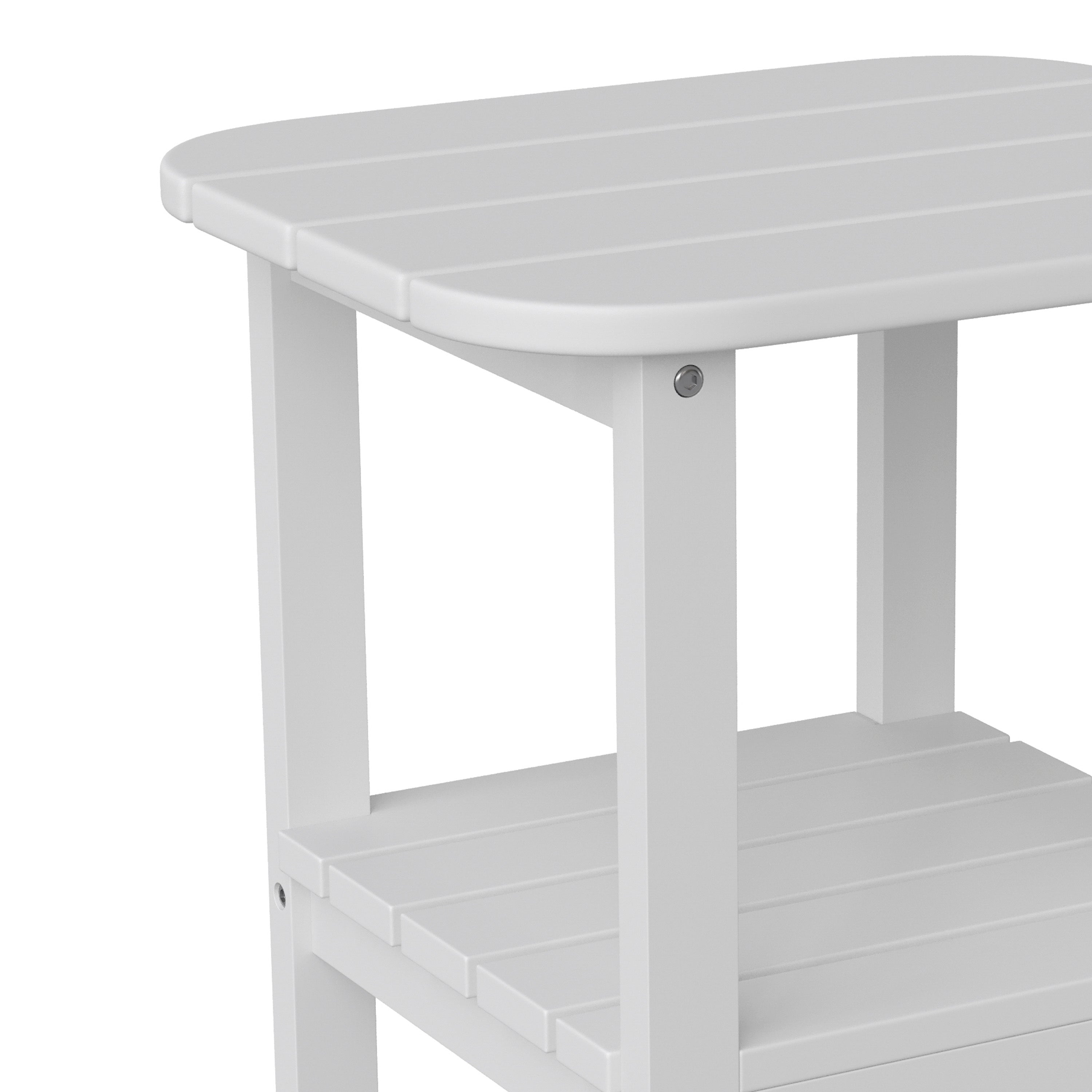 Newport HDPE 2-Tier Adirondack Side Table - All-Weather - Indoor/Outdoor White