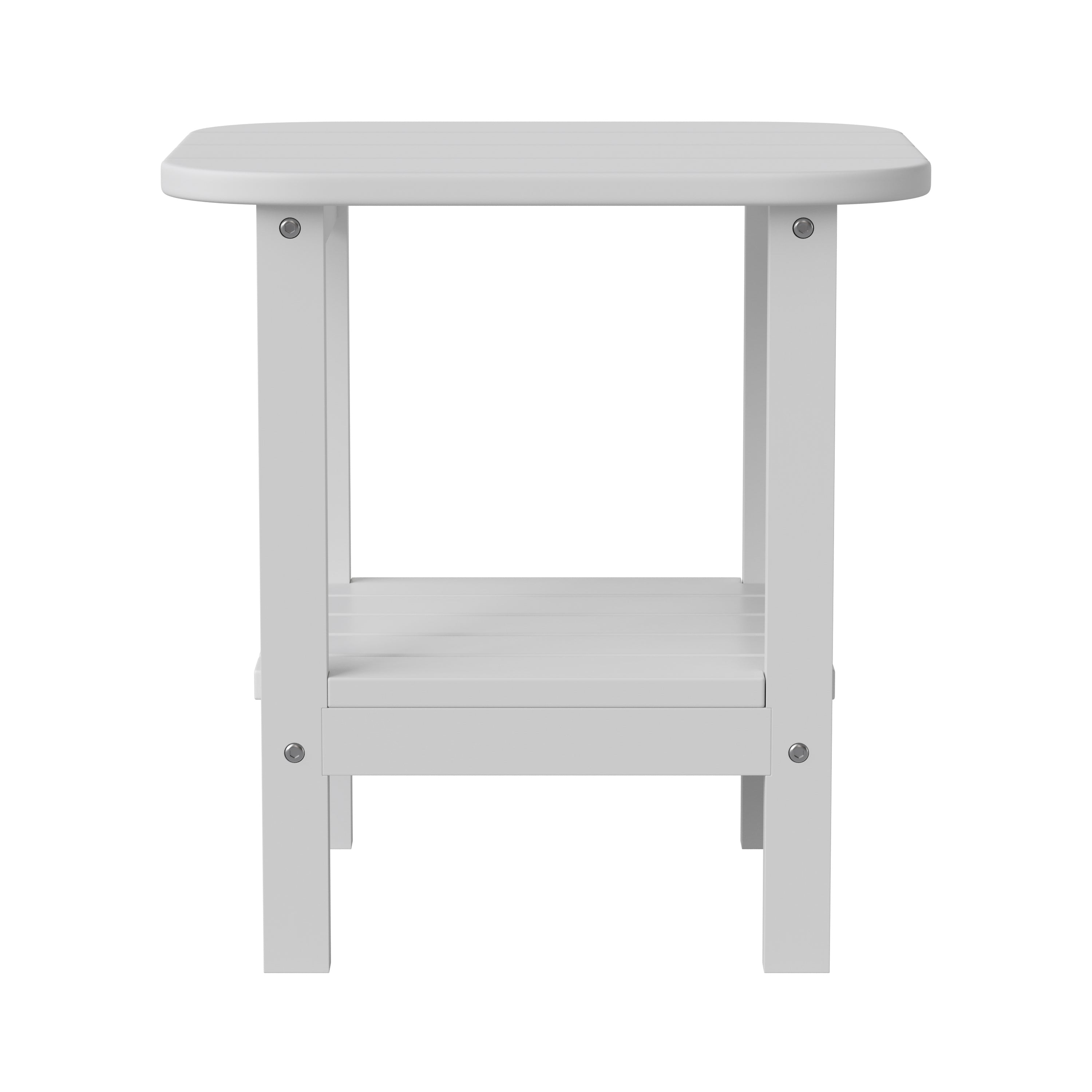 Newport HDPE 2-Tier Adirondack Side Table - All-Weather - Indoor/Outdoor White