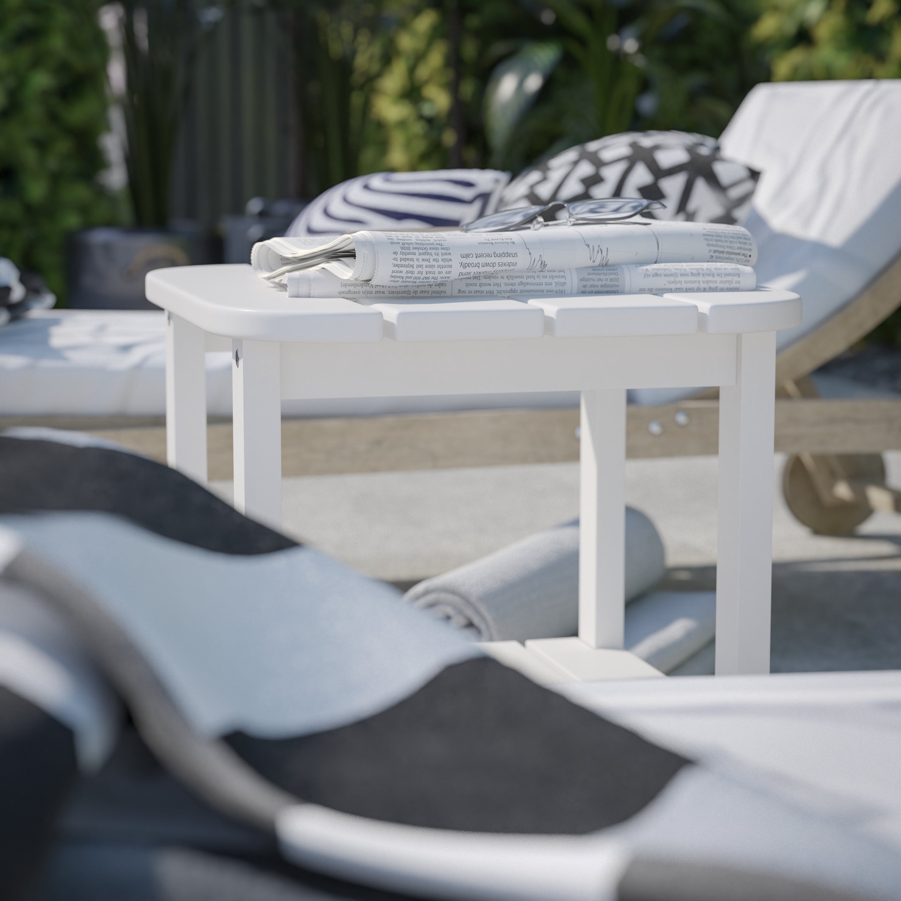 Newport HDPE 2-Tier Adirondack Side Table - All-Weather - Indoor/Outdoor White
