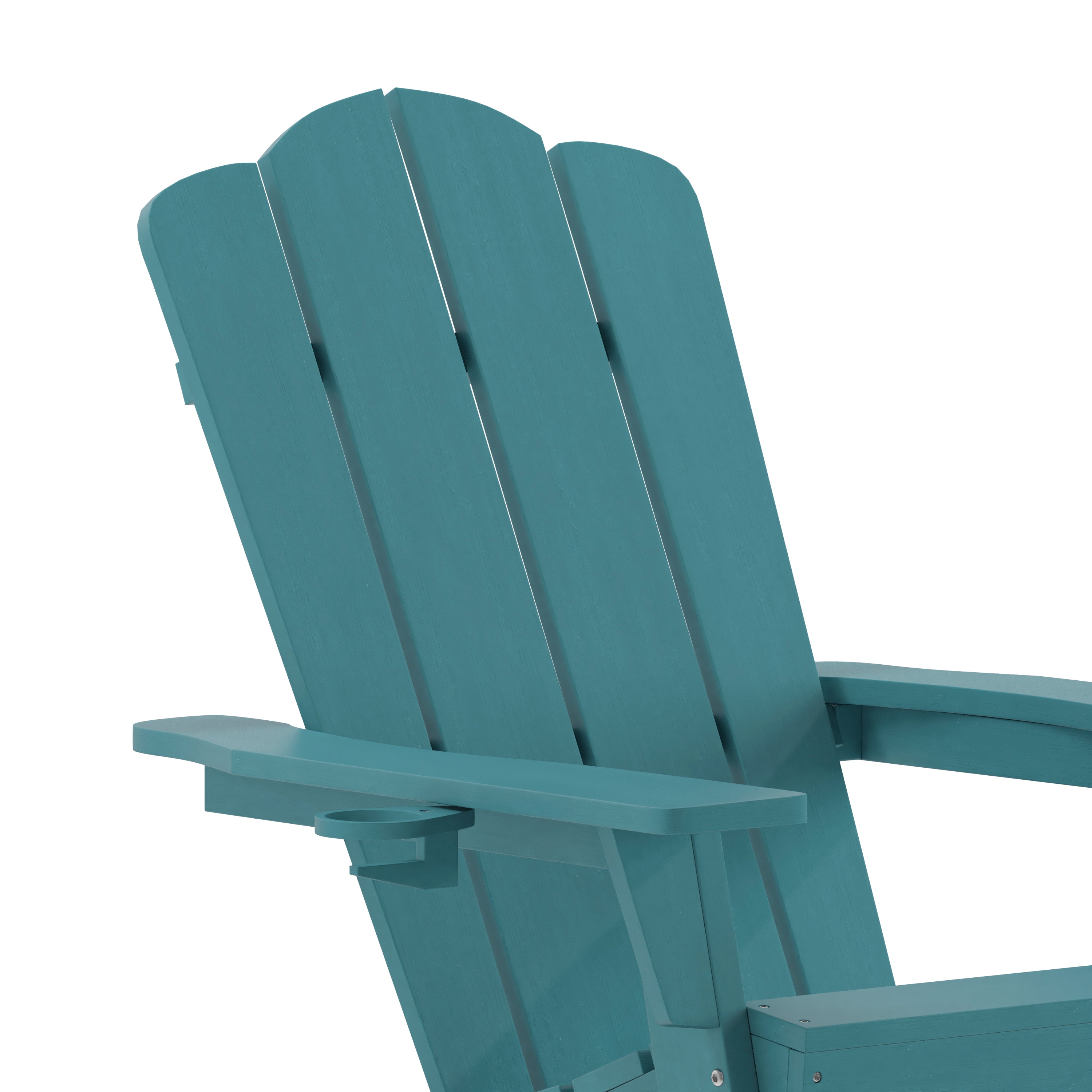 Newport Adirondack Chair with Cup Holder, Weather Resistant HDPE Adirondack Chair in Blue